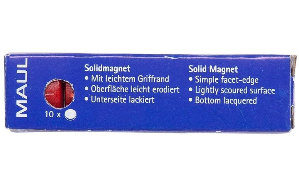 MAUL Rundmagnet – rot, Ø 20 mm, 10 Stück, Kunststoff
