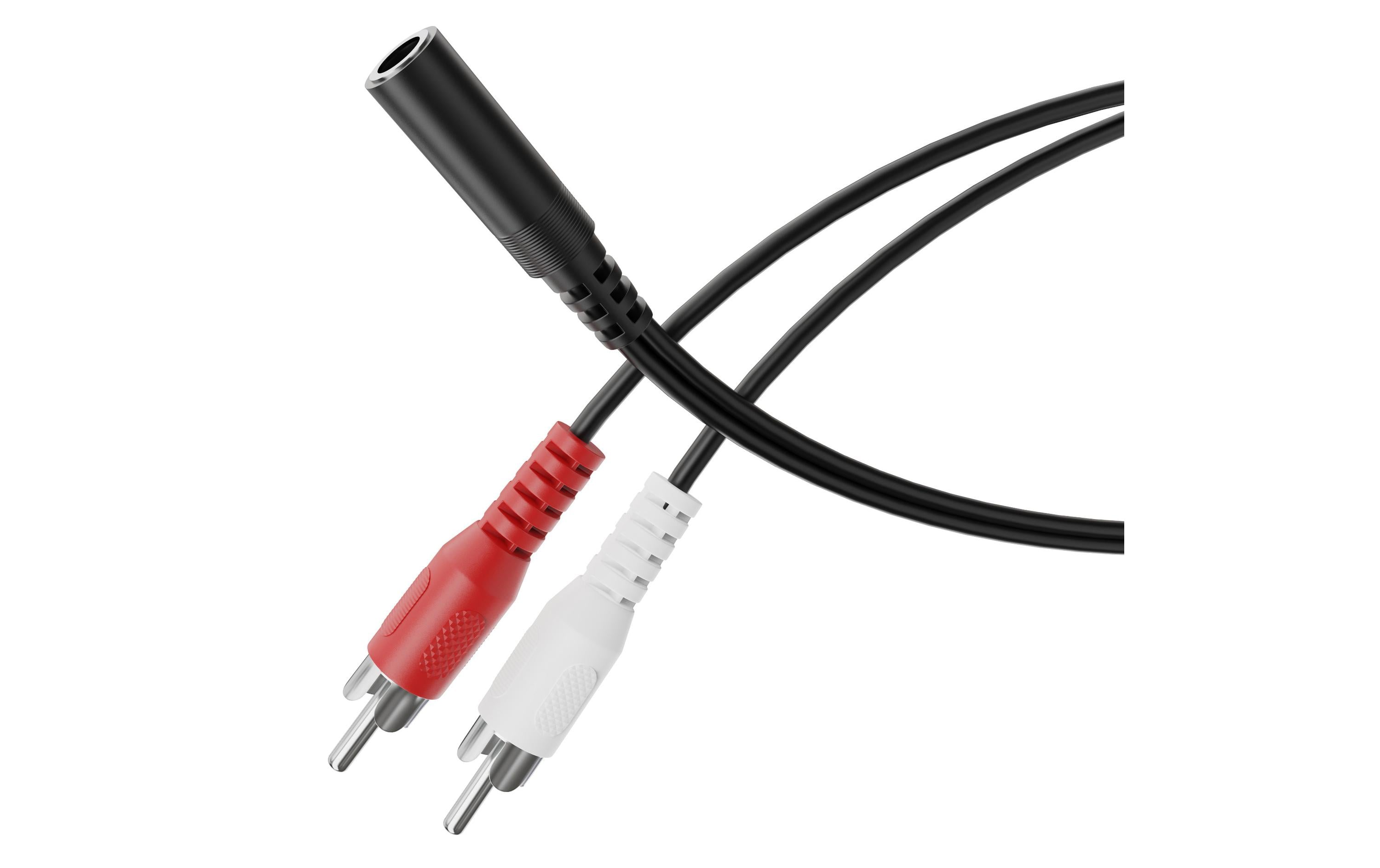HDSUPPLY 3,5-mm-auf-2×-Cinch-Adapterkabel – 3,5-mm-Klinke Buchse zu 2× Cinch Stecker – 0,1 m
