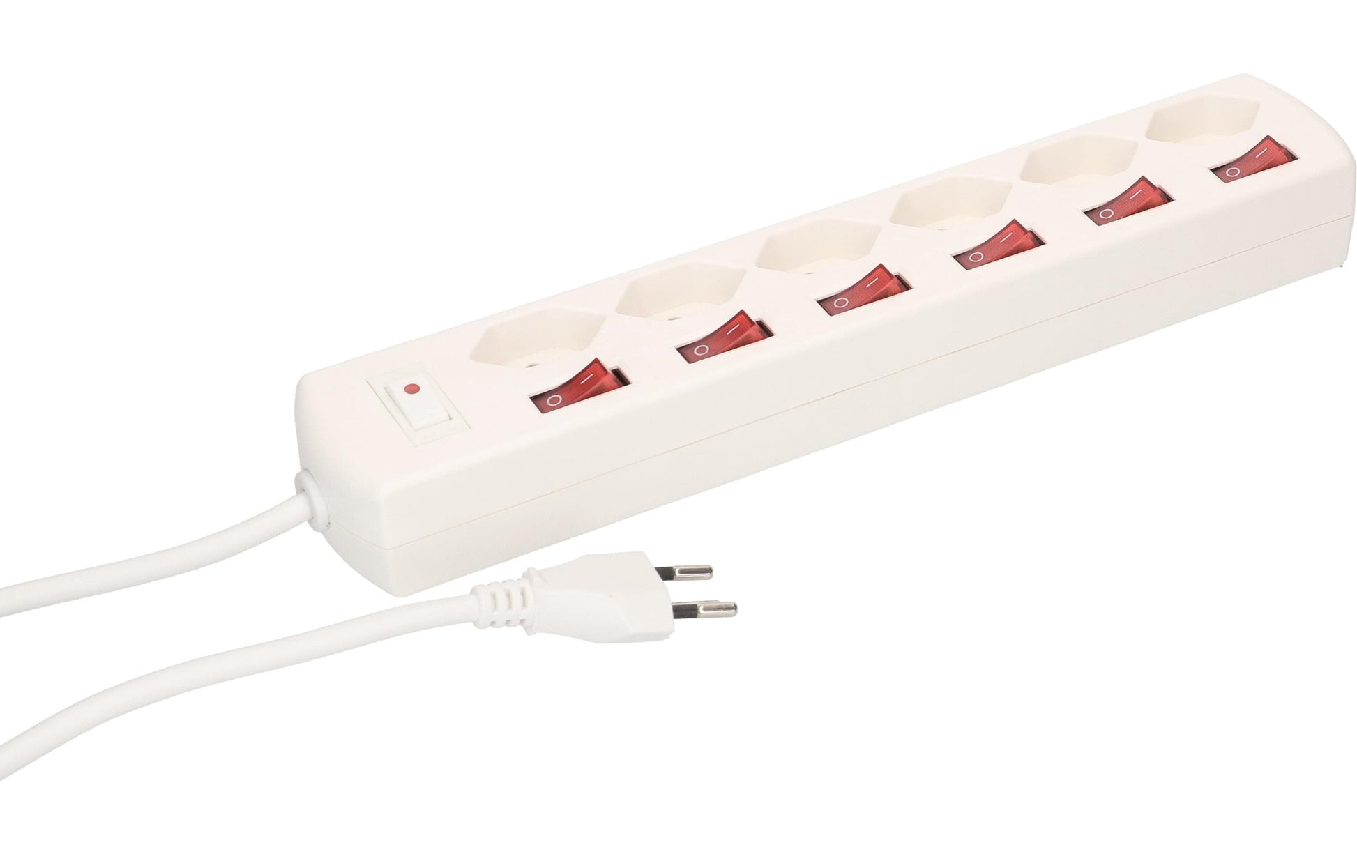 Max Hauri AG Steckdosenleiste – 6 Steckdosen, 2300 W, 10 A, 1,5 m Kabel, Eingang T12, Ausgänge T13, Weiss