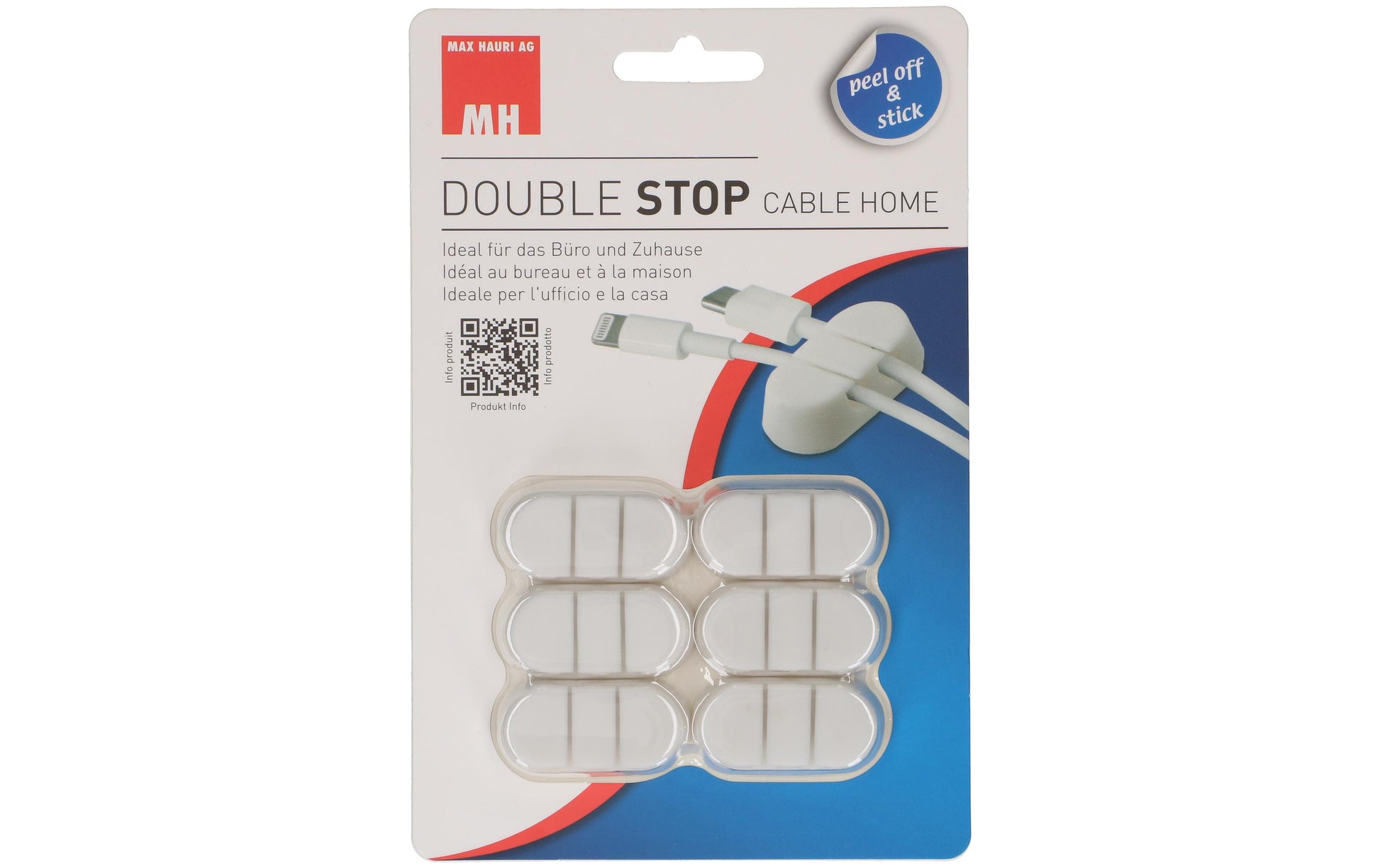 Max Hauri AG Max Hauri Klettkabelbinder, 40×20 mm, 6er-Pack – weiss