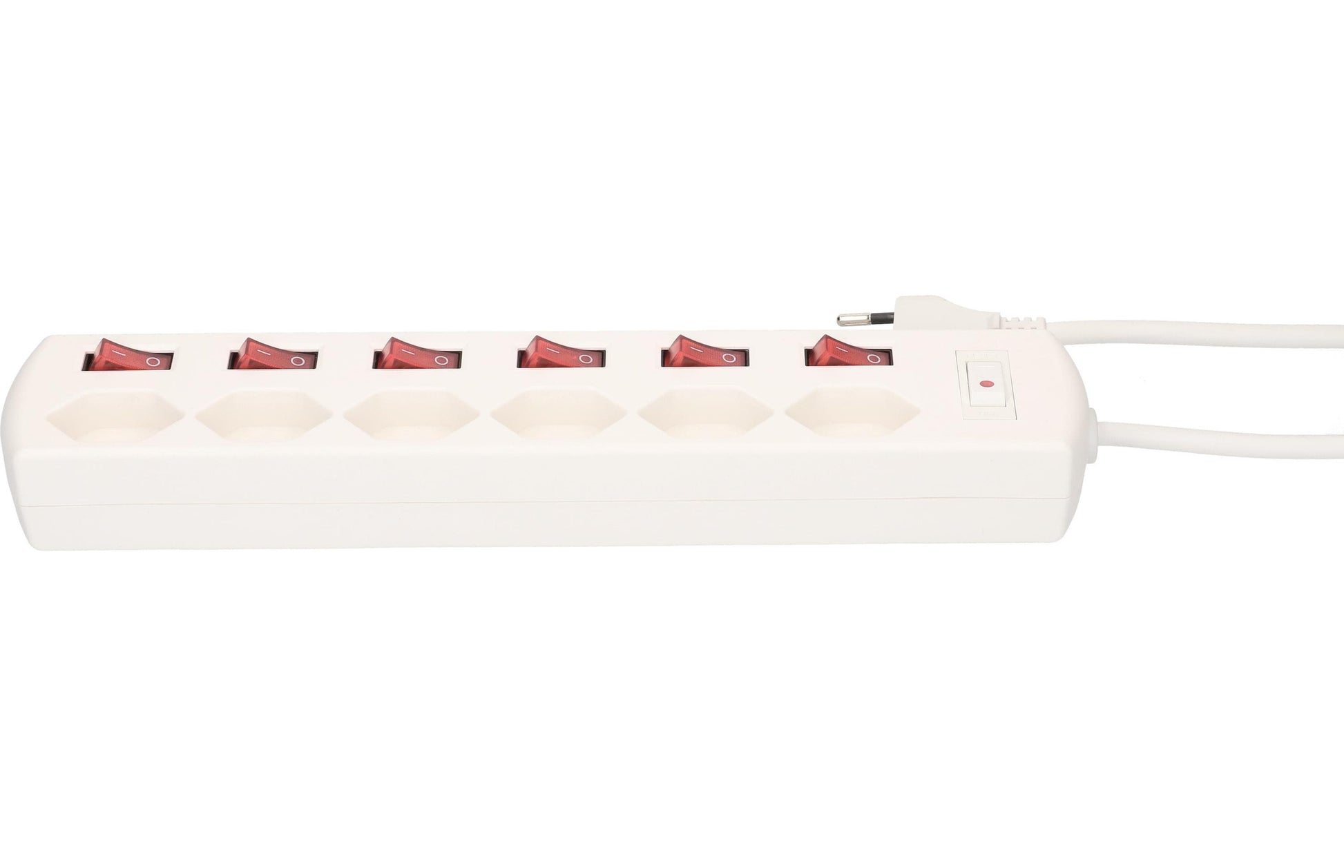 Max Hauri AG Steckdosenleiste – 6 Steckdosen, 2300 W, 10 A, 1,5 m Kabel, Eingang T12, Ausgänge T13, Weiss