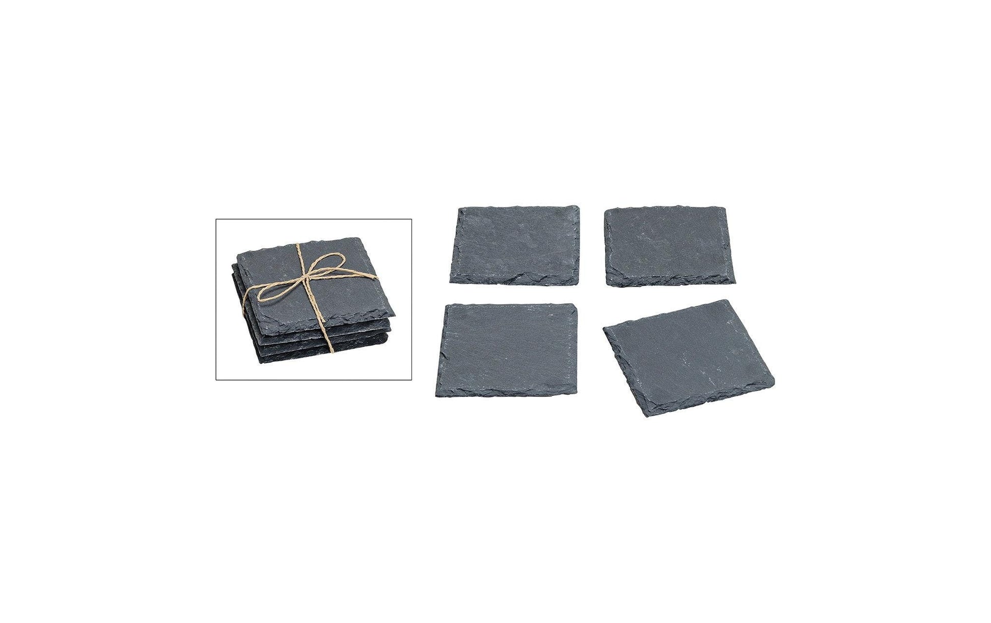 G. Wurm Glasuntersetzer – 4er Set, 10,0 × 10,0 × 4,0 cm, Schiefer, Grau, für Glas