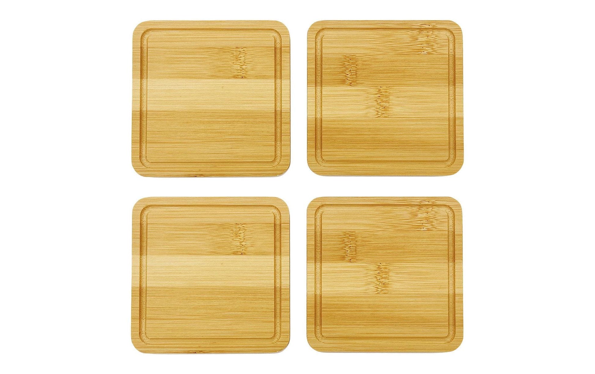 G. Wurm Glasuntersetzer – 4er Set, 10,0 × 10,0 × 1,0 cm, Bambus, Natur, für Gläser
