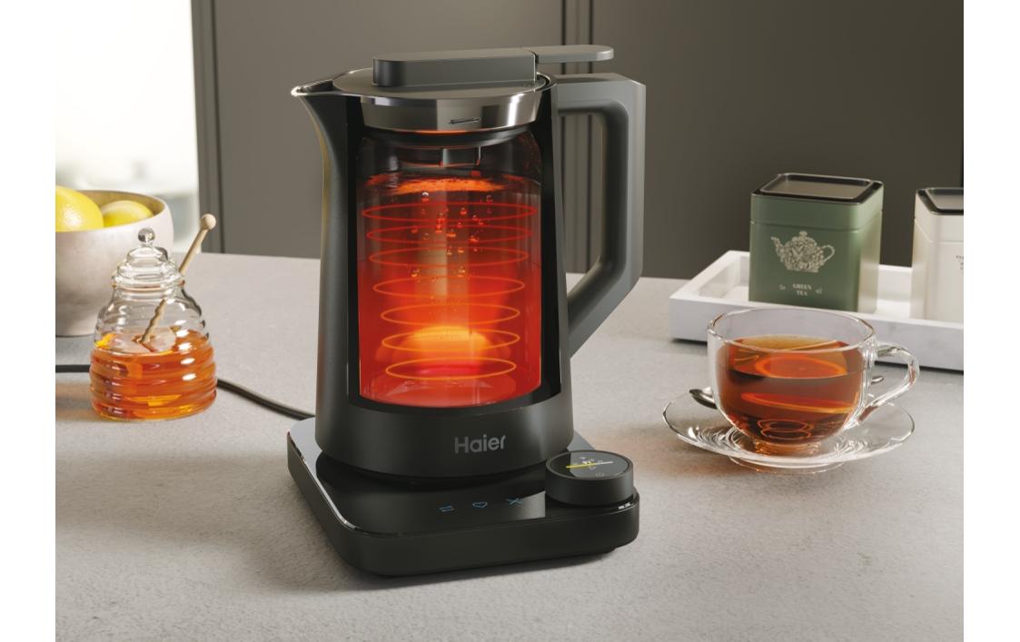 Haier Wasserkocher – 1,3 l, mit Temperaturwahl, Warmhaltefunktion, Kunststoff, schwarz, HKE7W 011