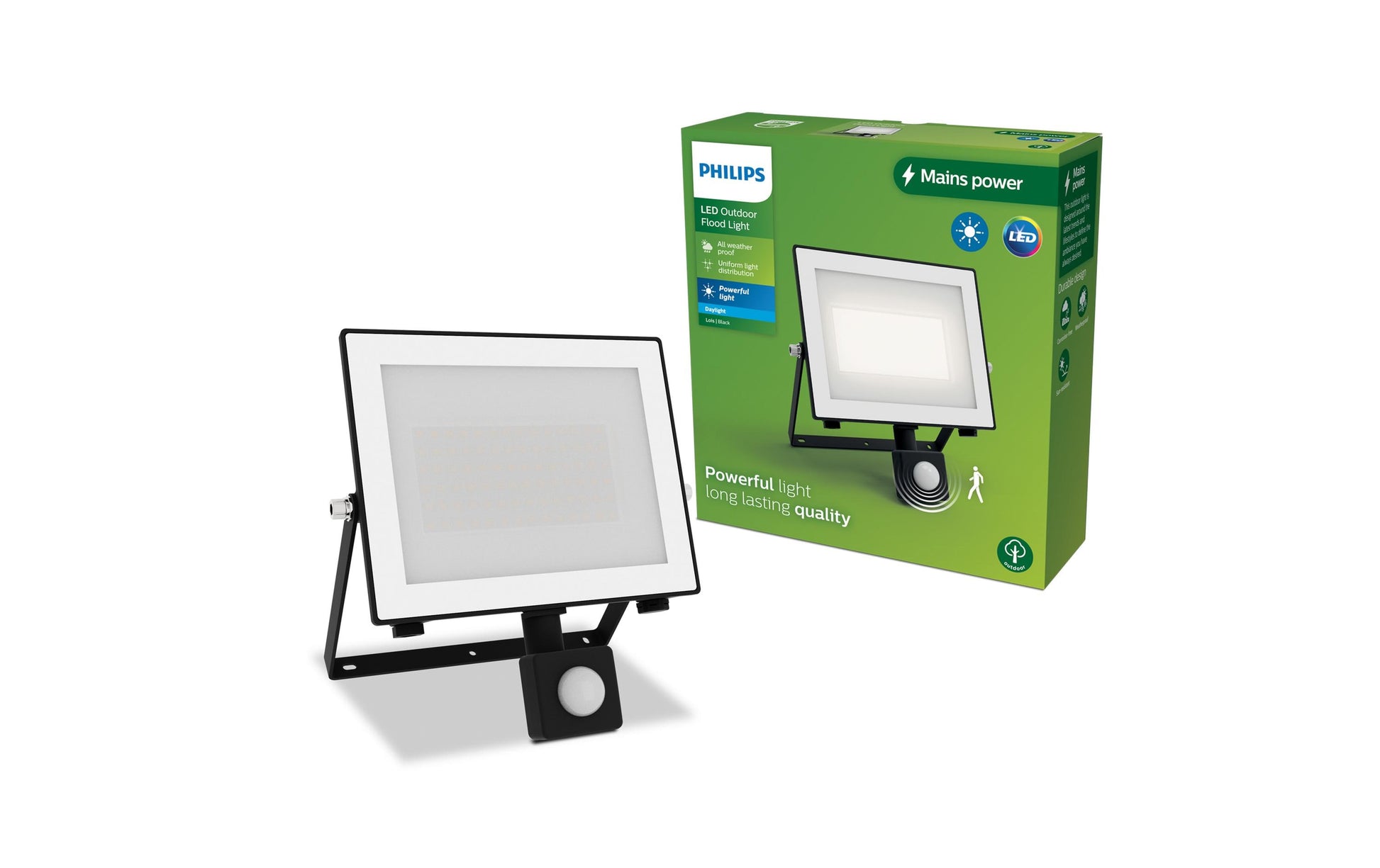 Philips by Signify Philips Aussenwandleuchte – Kaltweiss, 5000 K, IP65, Netzbetrieb, mit Bewegungsmelder, Schwarz, Aluminium