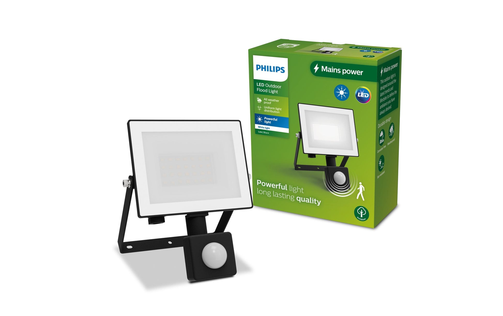 Philips by Signify Philips Aussenwandleuchte – Warmweiss, 3000 K, IP65, Netzbetrieb, mit Dämmerungsautomatik, Schwarz, Aluminium