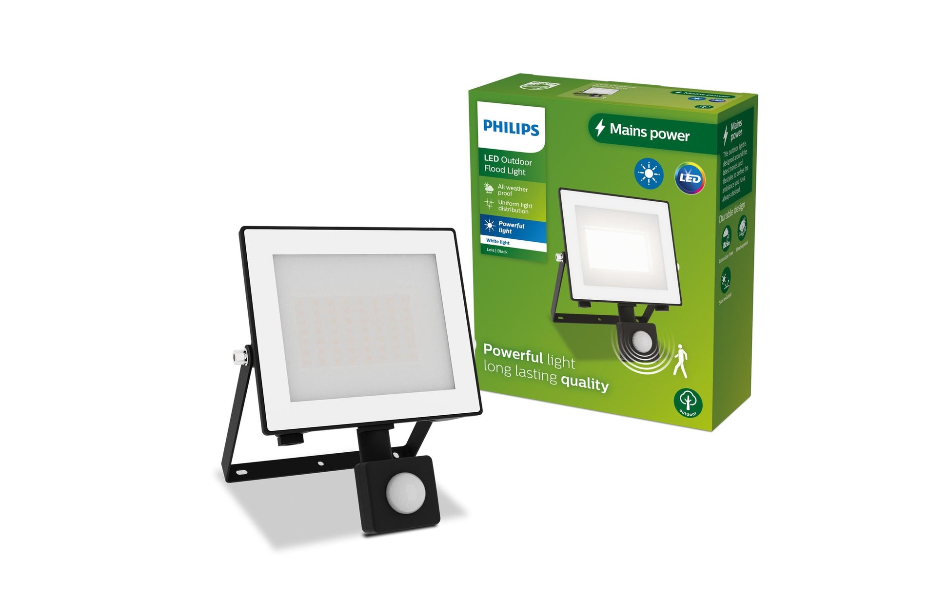 Philips by Signify Philips Aussenwandleuchte – Warmweiss, 3000 K, IP65, Netzbetrieb, mit Bewegungsmelder, Schwarz, Aluminium