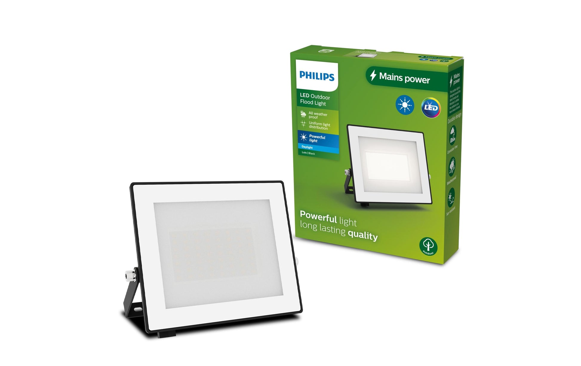 Philips by Signify Philips Aussenwandleuchte – Kaltweiss, 5000 K, IP65, Netzbetrieb, schwenkbar, Schwarz, Aluminium