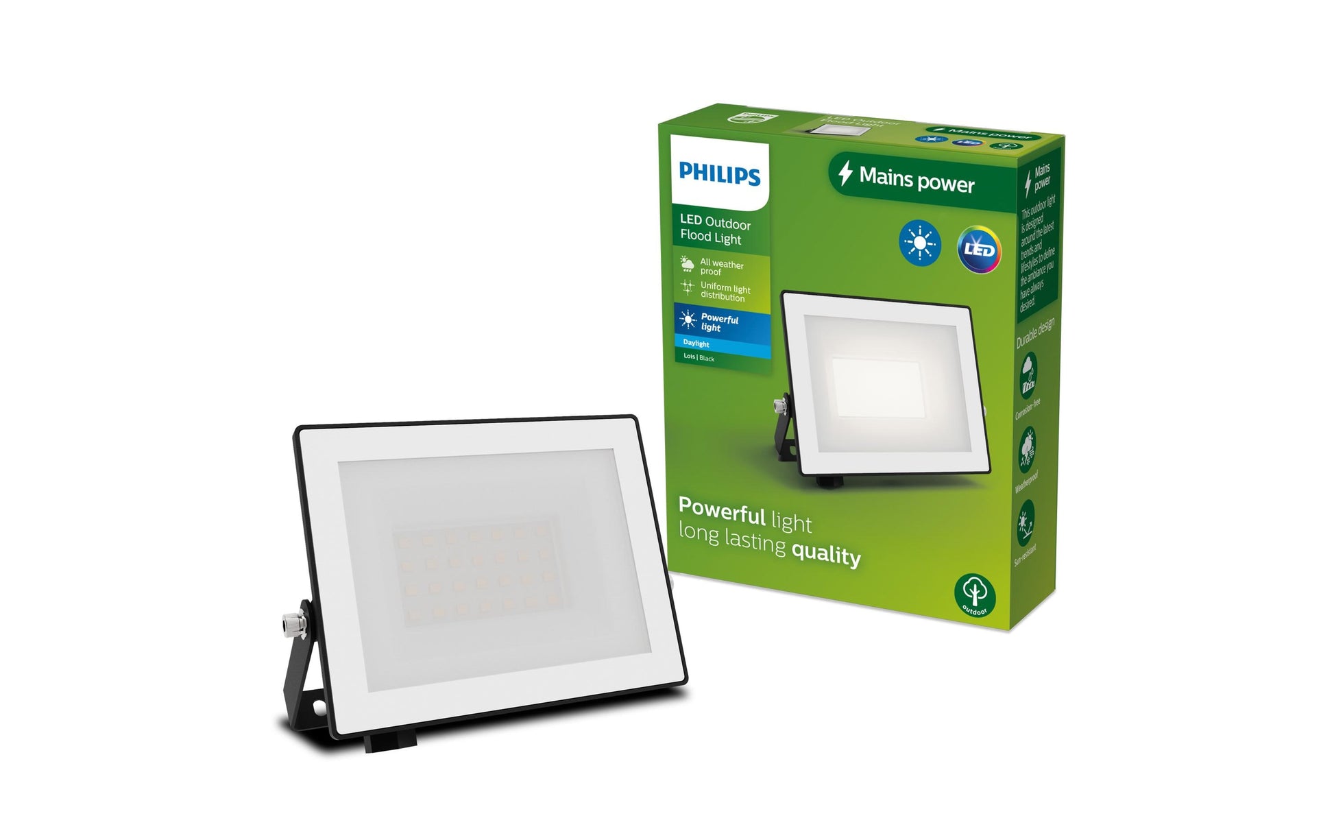 Philips by Signify Philips Aussenwandleuchte – Kaltweiss, 5000 K, IP65, Netzbetrieb, schwenkbarer Spotkopf, Schwarz, Aluminium