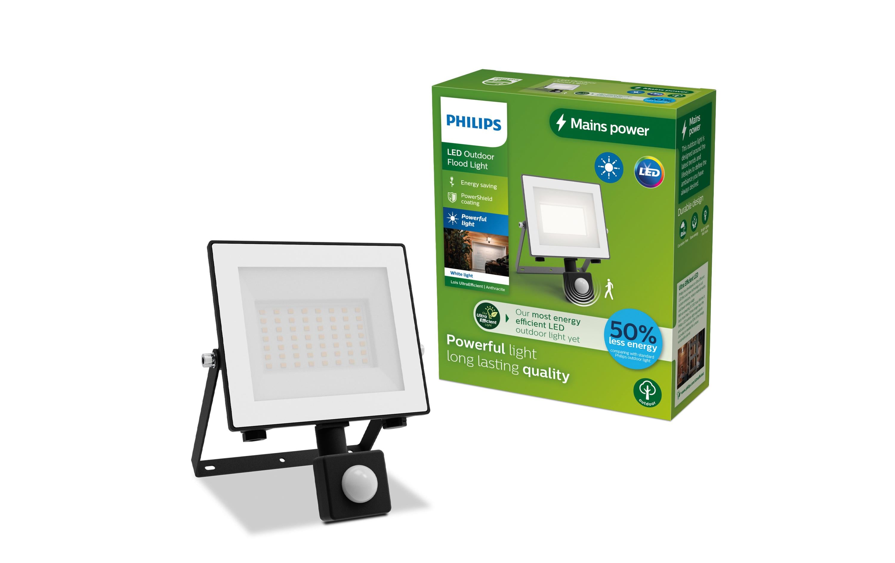 Philips Aussenwandleuchte – 3000 K – IP65 – Netzbetrieb – mit Bewegungsmelder – Anthrazit, Aluminium