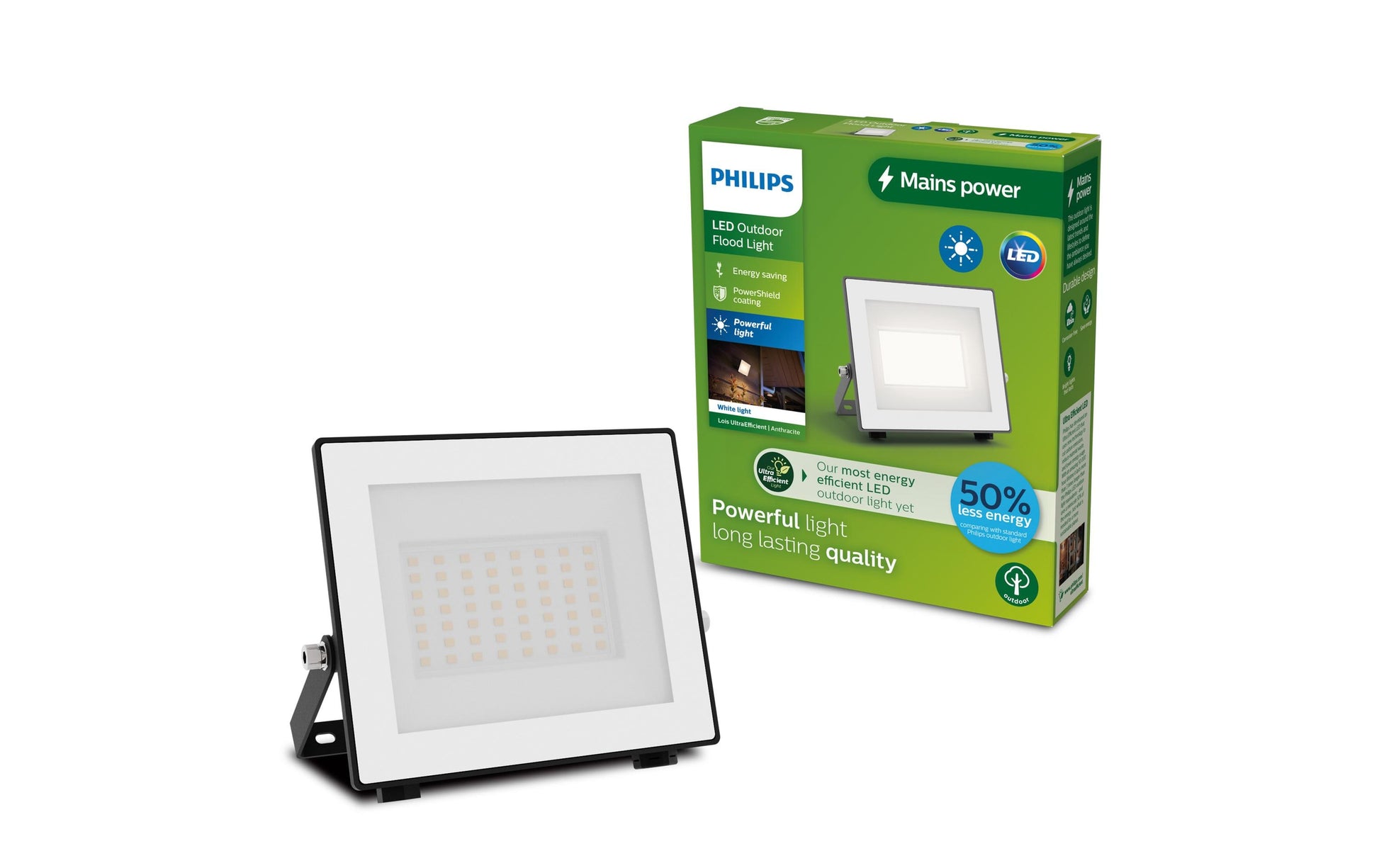 Philips Arbeitsstrahler – 2600 lm, 14 W – Warmweiss, 3000 K – IP65 – Netzbetrieb – Anthrazit, Aluminium