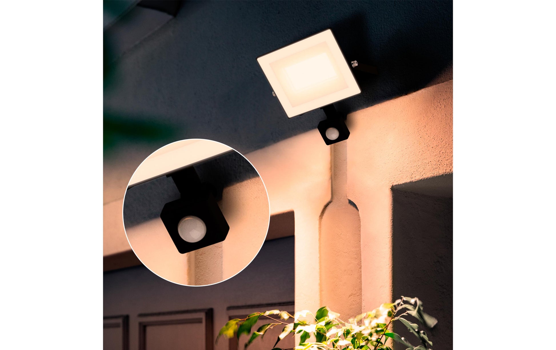 Philips by Signify Philips Aussenwandleuchte – Warmweiss, 3000 K, IP65, Netzbetrieb, mit Bewegungsmelder, Schwarz, Aluminium