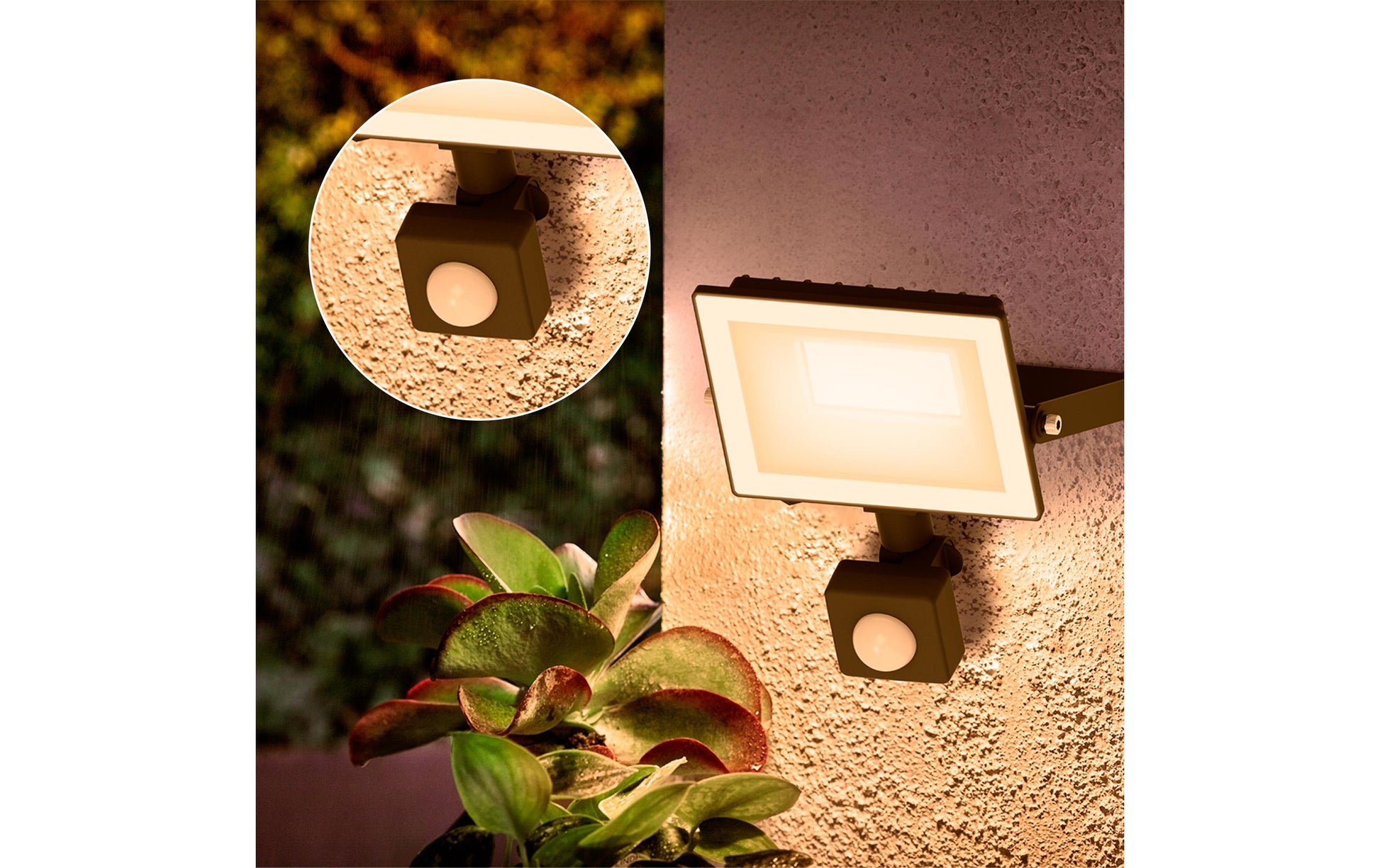 Philips by Signify Philips Aussenwandleuchte – Warmweiss, 3000 K, IP65, Netzbetrieb, mit Dämmerungsautomatik, Schwarz, Aluminium