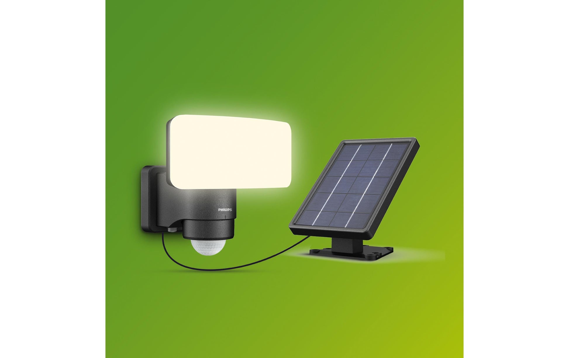 Philips Aussenwandleuchte – 5000 K – IP44 – Solarbetrieb – Umgebungslichtsensor – Schwarz – Kunststoff