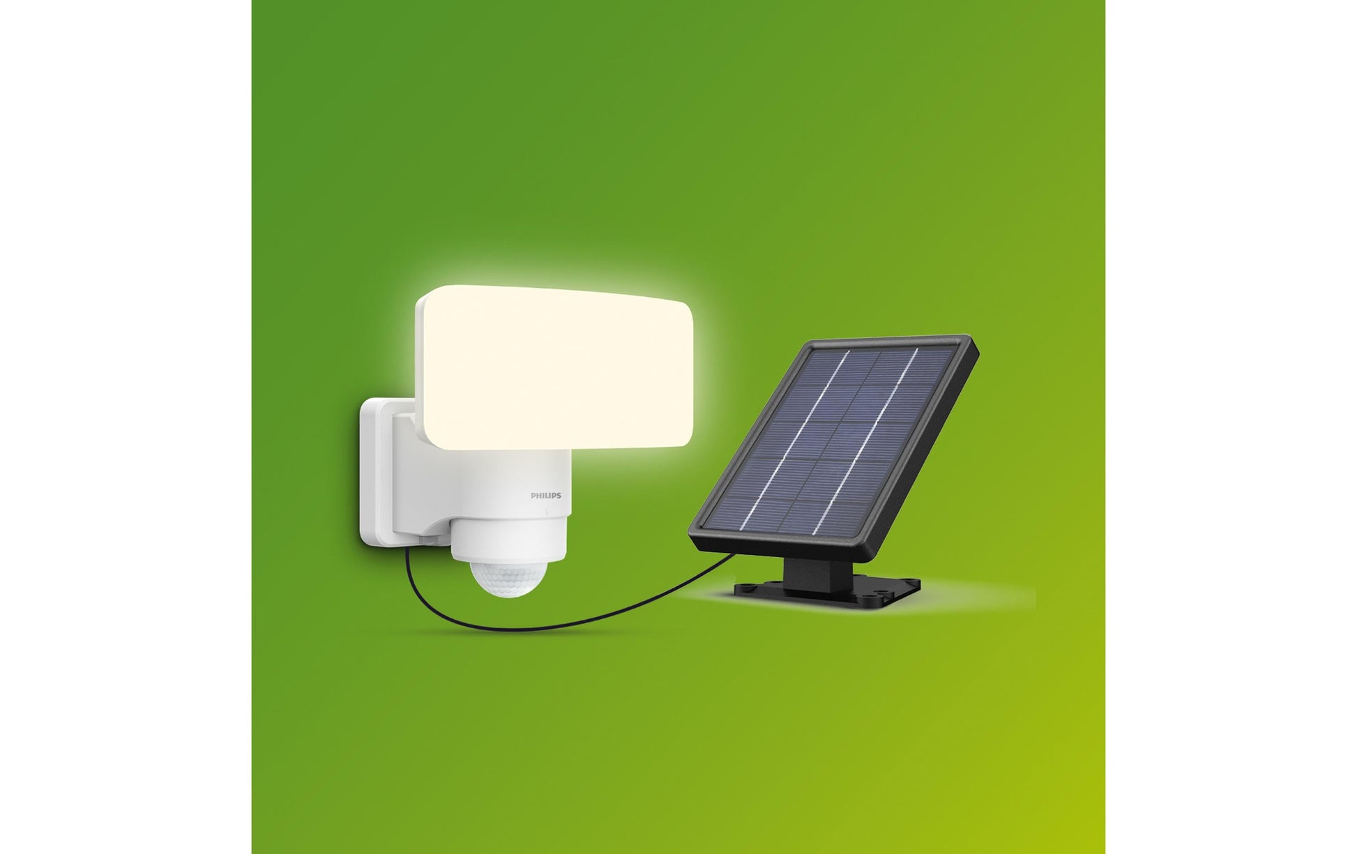Philips Aussenwandleuchte – Kaltweiss, 5'000 K, IP44, Solarbetrieb, Dämmerungssensor, Weiss, Kunststoff