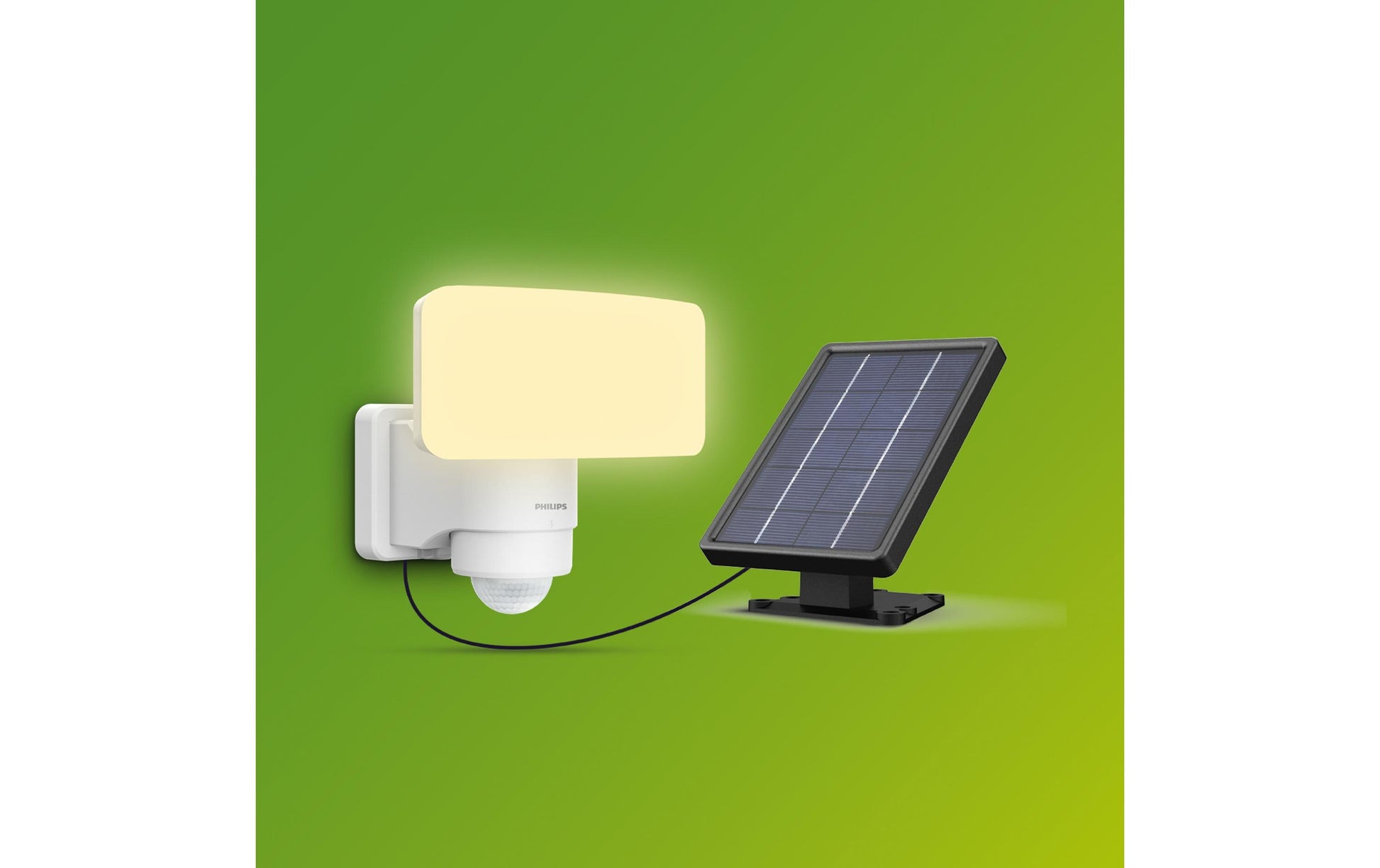 Philips Aussenwandleuchte – Warmweiss, 3000 K – IP44 – Solarbetrieb – mit Bewegungsmelder – Weiss, Kunststoff
