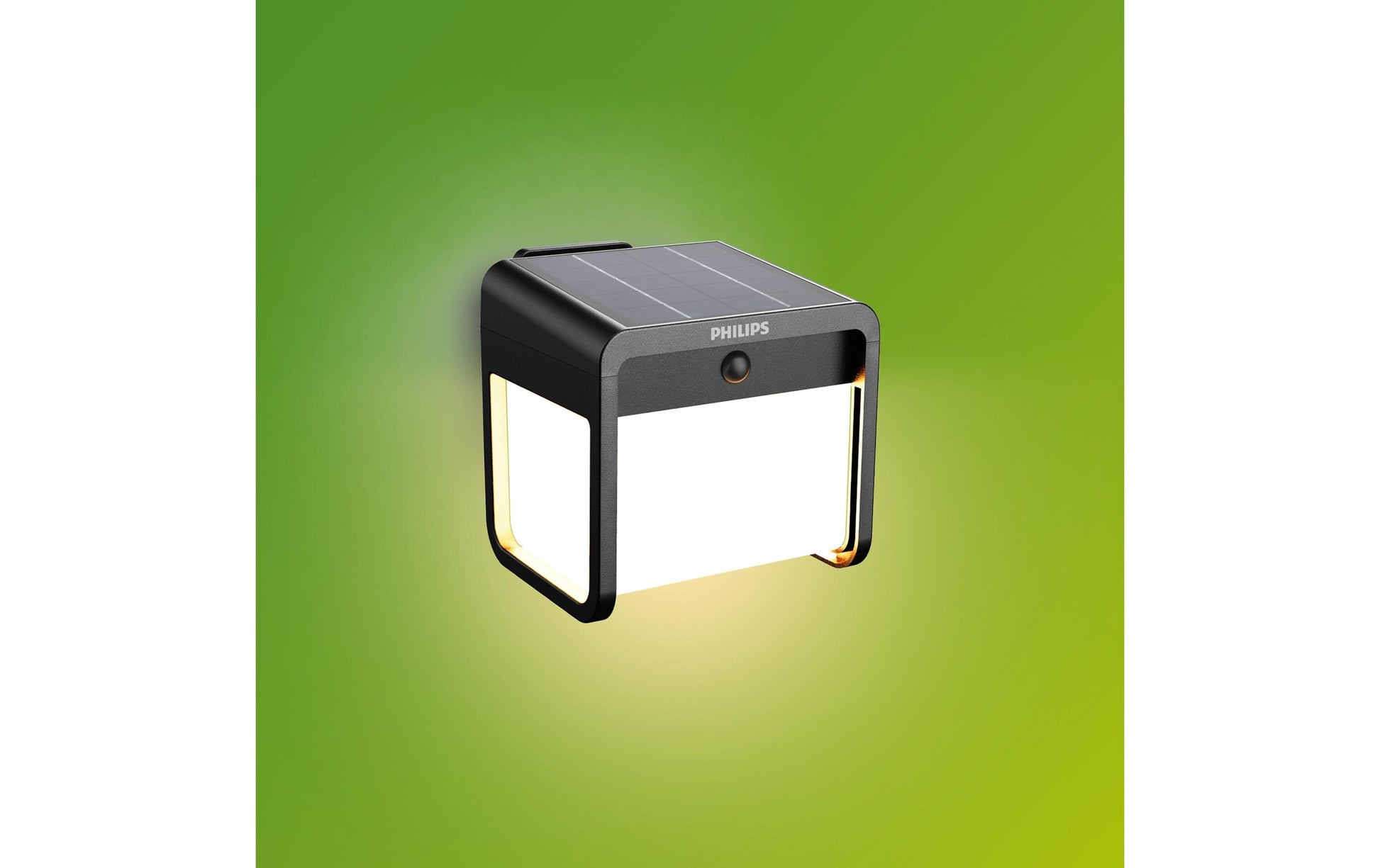 Philips Aussenwandleuchte – Warmweiss, 3000 K, IP44, Solarbetrieb, mit Bewegungsmelder, Schwarz, Kunststoff