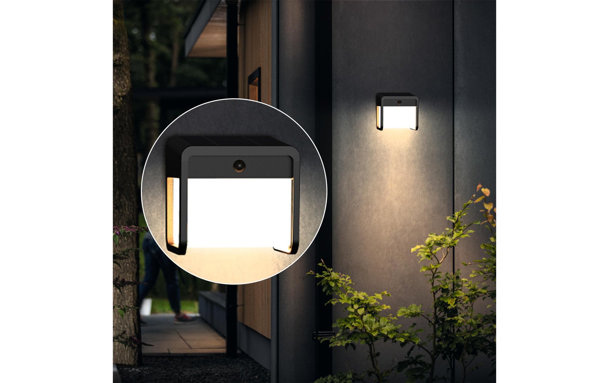 Philips Aussenwandleuchte – Warmweiss, 3000 K, IP44, Solarbetrieb, mit Bewegungsmelder, Schwarz, Kunststoff