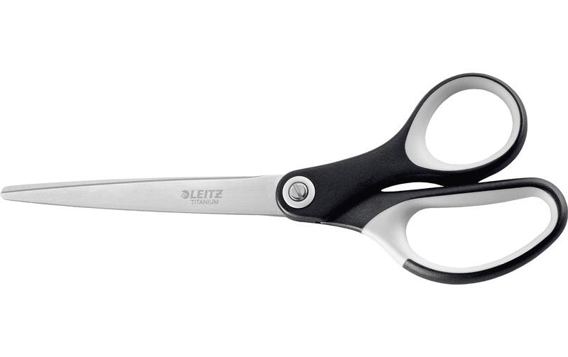 Leitz Universalschere – für Rechts- und Linkshänder, abgerundet, Softgrip, Kunststoff, schwarz