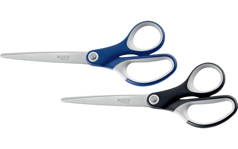 Leitz Universalschere – für Rechts- und Linkshänder, abgerundet, Softgrip, Kunststoff, schwarz