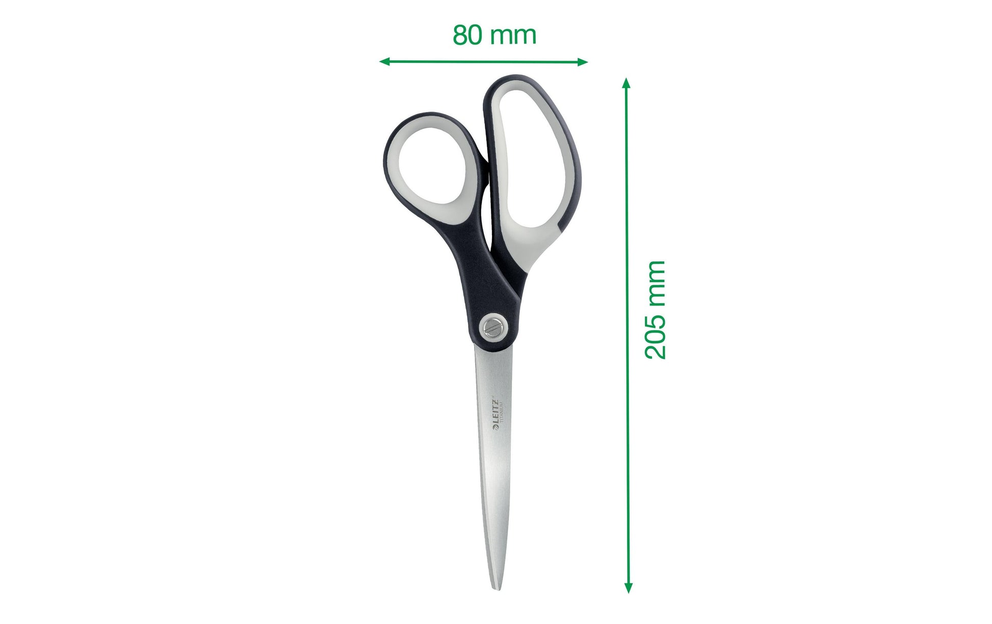 Leitz Schere 20,5 cm, spitz, für Rechts- und Linkshänder – Edelstahl, titanbeschichtet, Softgrip, schwarz