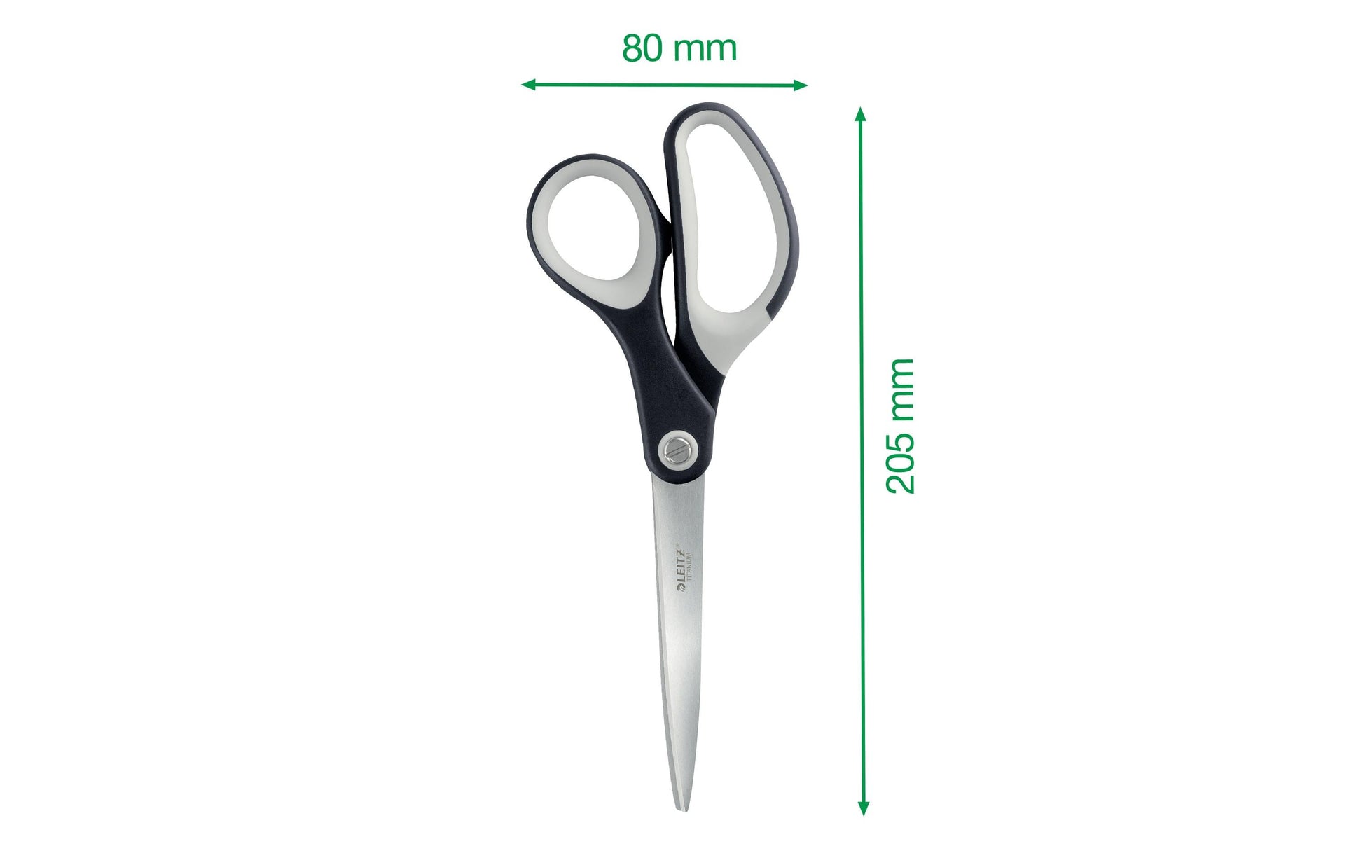 Leitz Schere 20,5 cm, spitz, für Rechts- und Linkshänder – Edelstahl, titanbeschichtet, Softgrip, schwarz