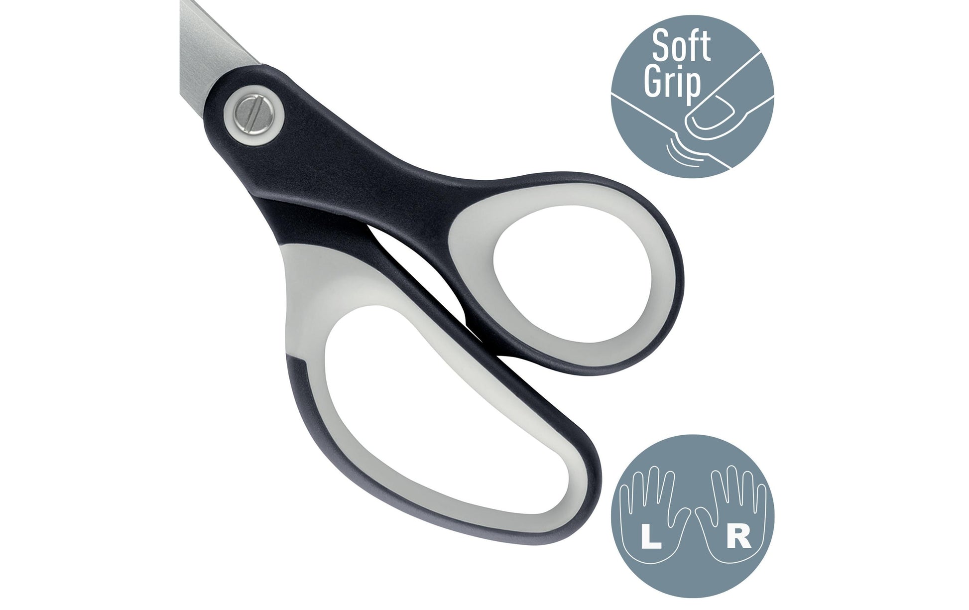 Leitz Schere 20,5 cm, spitz, für Rechts- und Linkshänder – Edelstahl, titanbeschichtet, Softgrip, schwarz