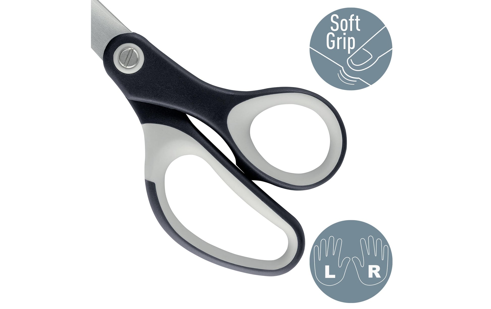 Leitz Schere 20,5 cm, spitz, für Rechts- und Linkshänder – Edelstahl, titanbeschichtet, Softgrip, schwarz