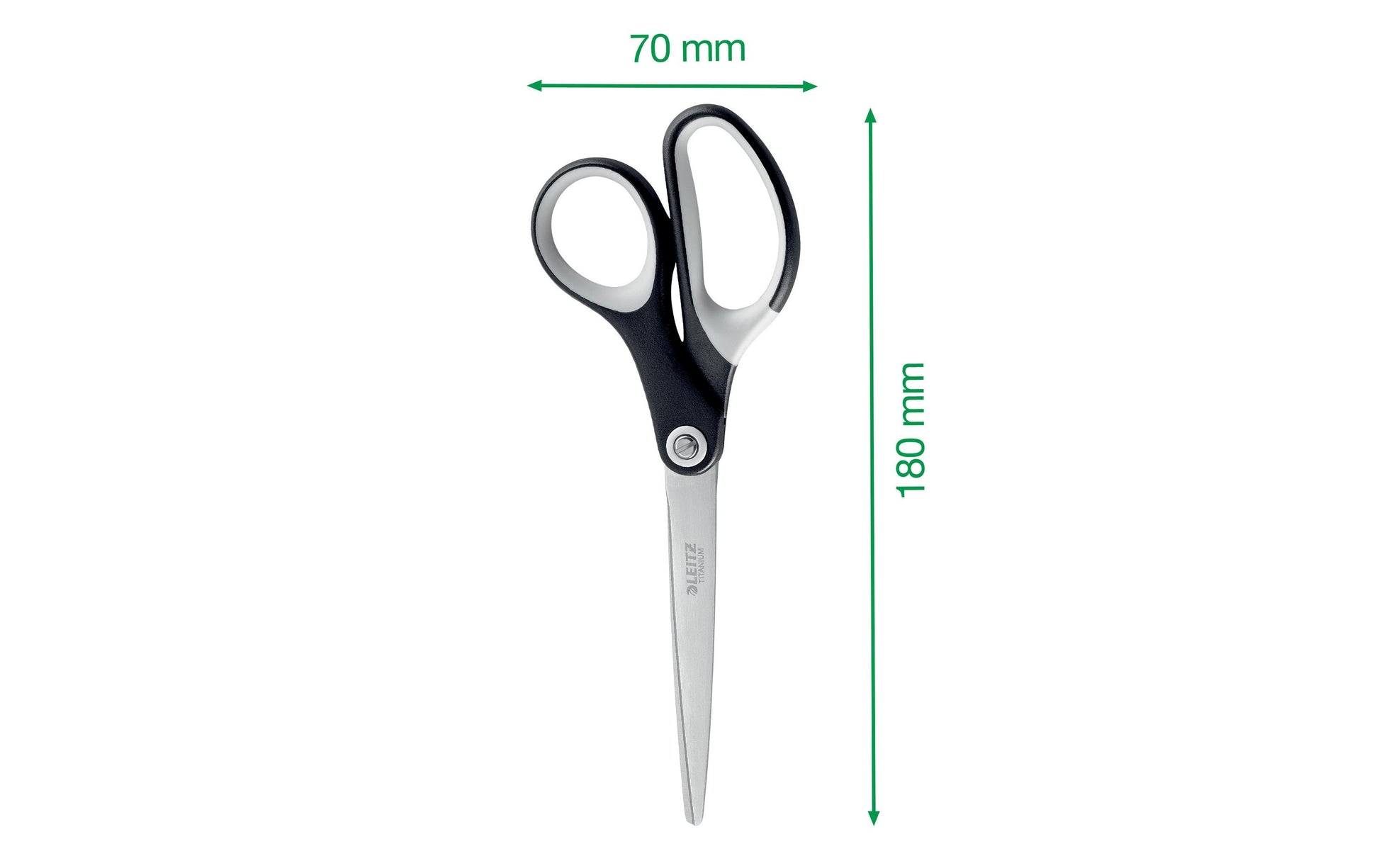 Leitz Universalschere – für Rechts- und Linkshänder, abgerundet, Softgrip, Kunststoff, schwarz