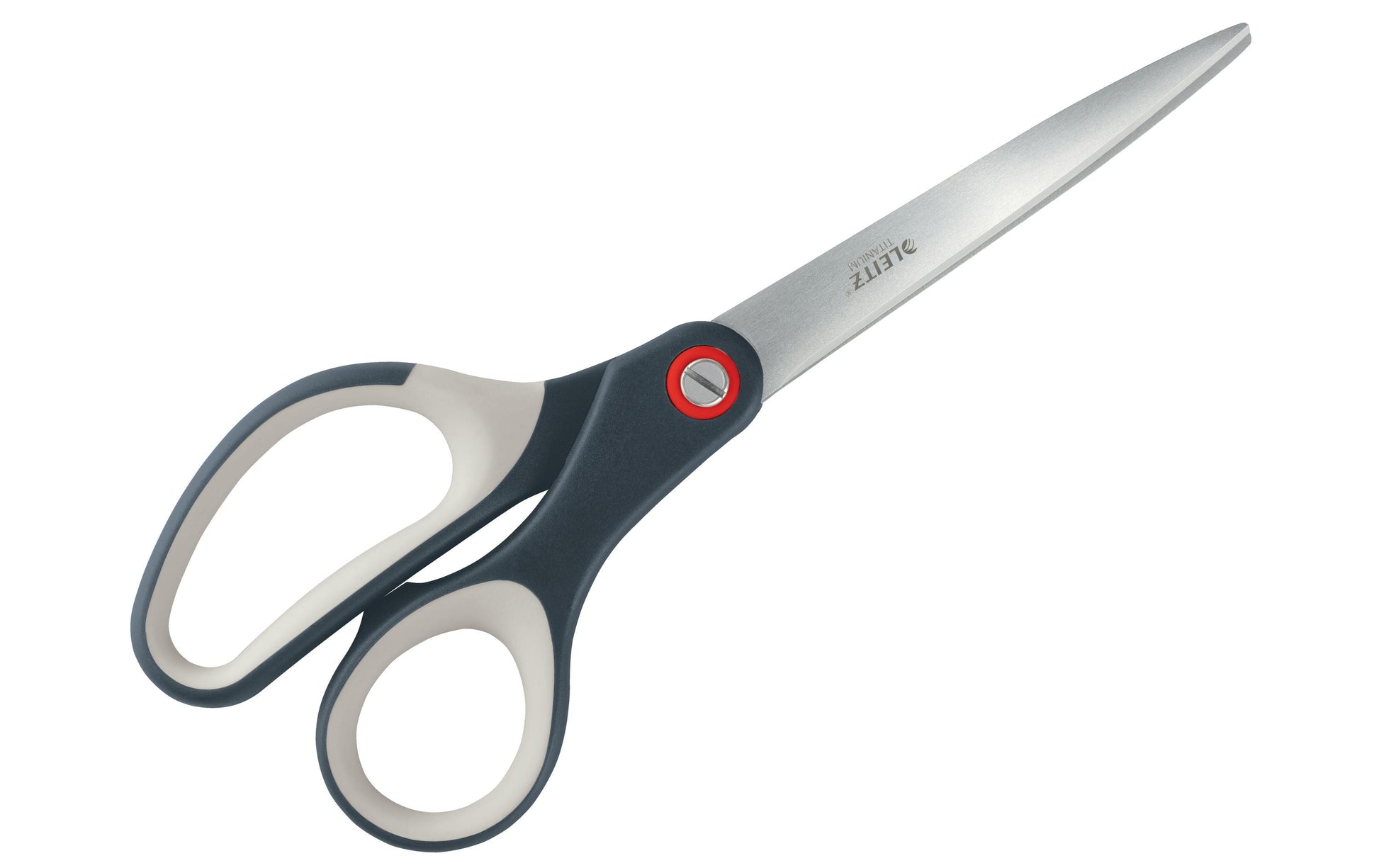 Leitz Cosy Schere 20,5 cm, spitz, für Rechts- und Linkshänder – Edelstahl, titanbeschichtet, Softgrip, grau