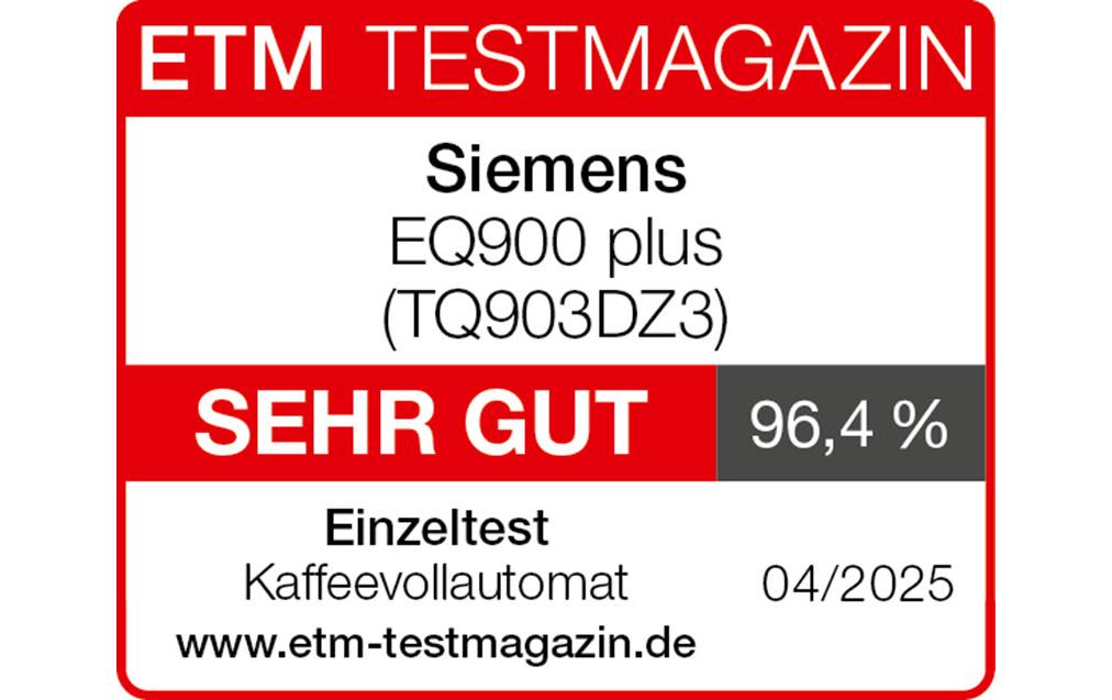 Siemens EQ900 TQ903DZ3 Kaffeevollautomat – 19 bar, 2,3 l, 410 g, Keramik-Mahlwerk, Edelstahl