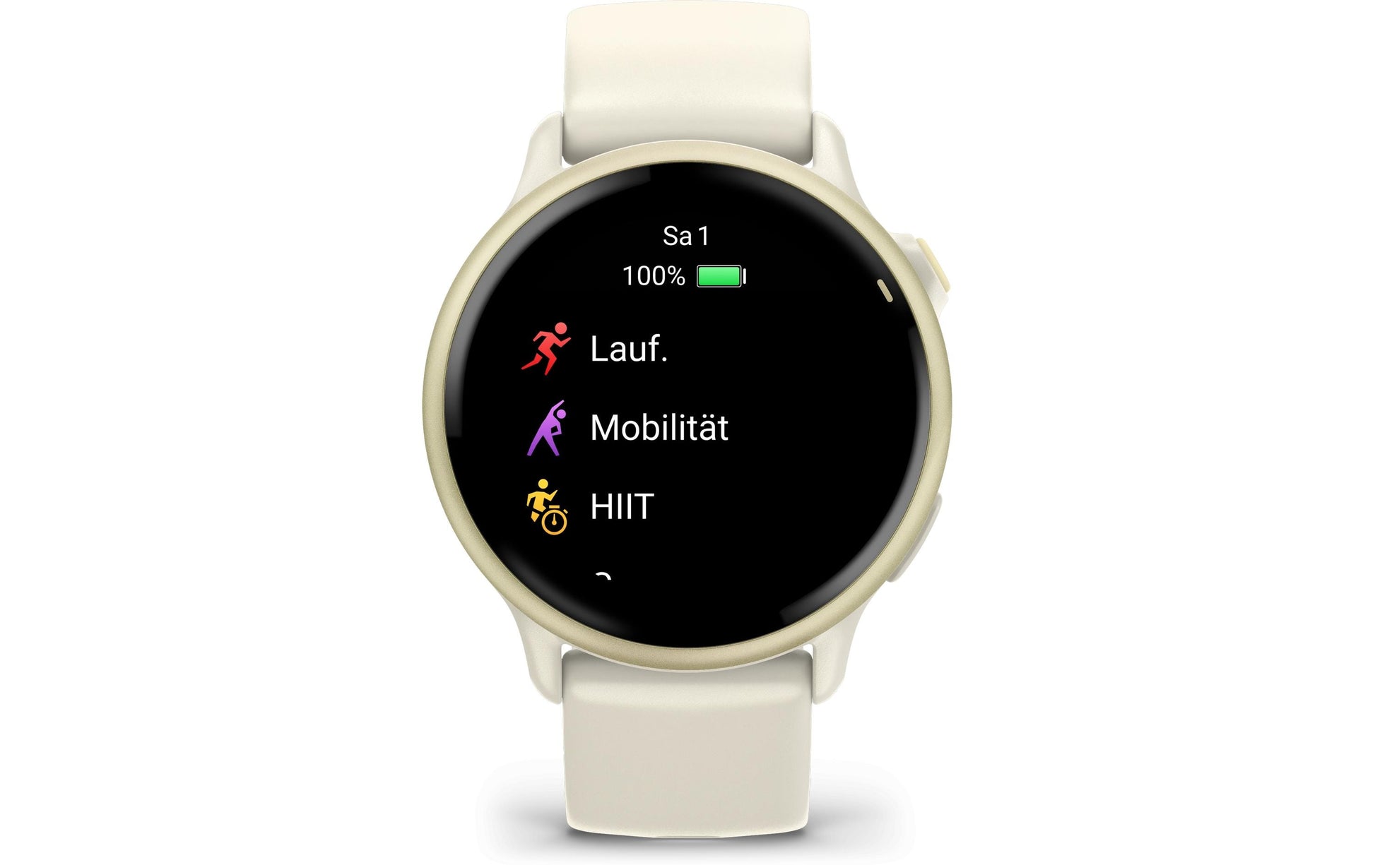 Garmin Vivoactive 6 – Smartwatch – GPS, WLAN, Farbdisplay, Schwimmen, Gold/Weiss, Sportarmband