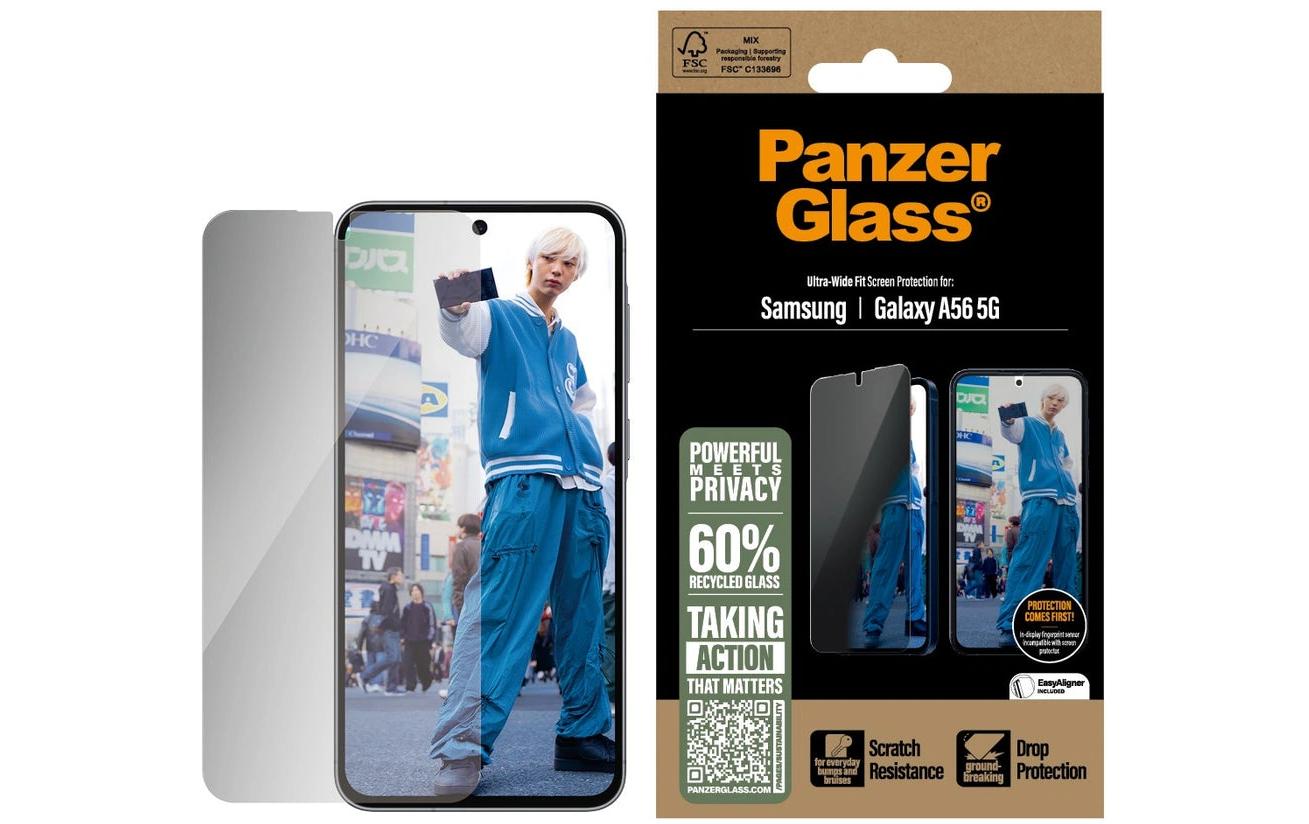 PanzerGlass Privacy-Filter (Panzerglas), Ultra-Weit Passform – für Galaxy A56 5G – mit Applikator