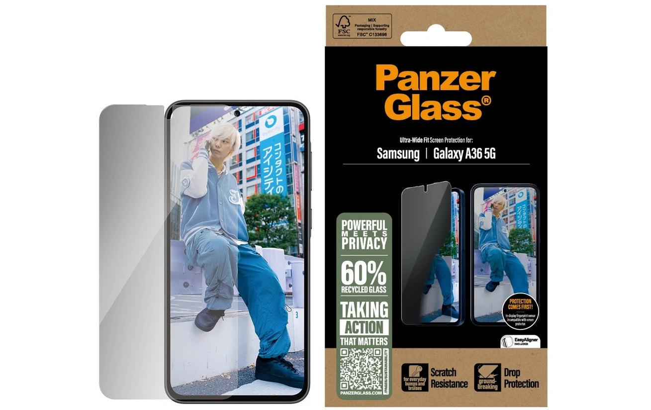 PanzerGlass Privacy-Filter (Panzerglas), Ultra-Wide Fit – für Galaxy A36 5G – mit Applikator