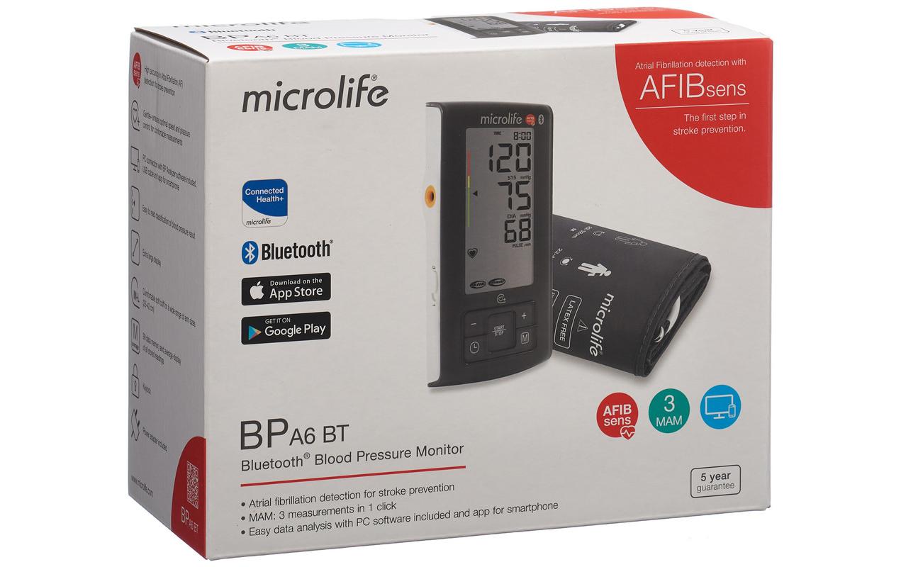 Microlife Blutdruckmessgerät A6 BT – Oberarm – App-kompatibel, Manschette 22–42 cm