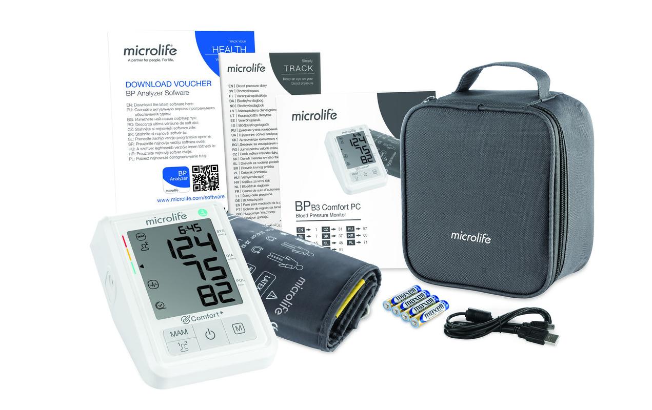 Microlife Blutdruckmessgerät B3 Comfort – Oberarm, 2 Benutzer, Manschette 22–42 cm – Weiss