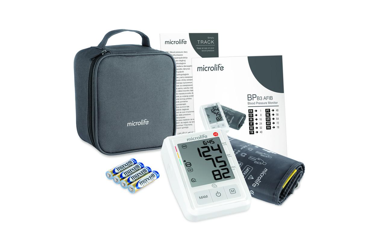 Microlife Oberarm-Blutdruckmessgerät BP B3 – Afib, 2 × 60 Speicher – Armumfang 22–42 cm