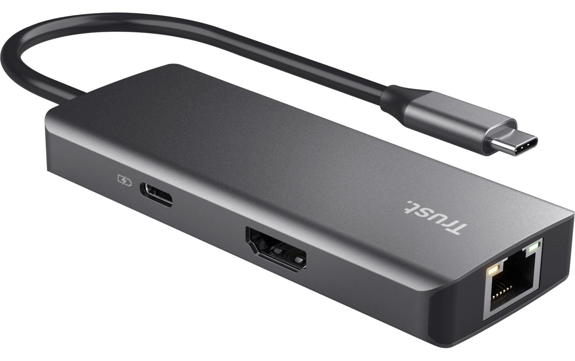 Trust Dalyx Multiport-Adapter – USB-C, 1× HDMI, 2× USB-A, GbE, für Windows/Mac/ChromeOS