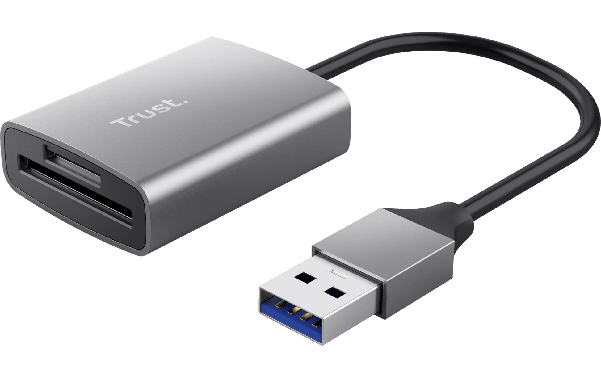 Trust Kartenleser – SD/microSD (SDHC/SDXC), 140 Mbit/s, USB-A, 0,08 m, USB 3.2 Gen 1 (5 Gbit/s) – Aluminium