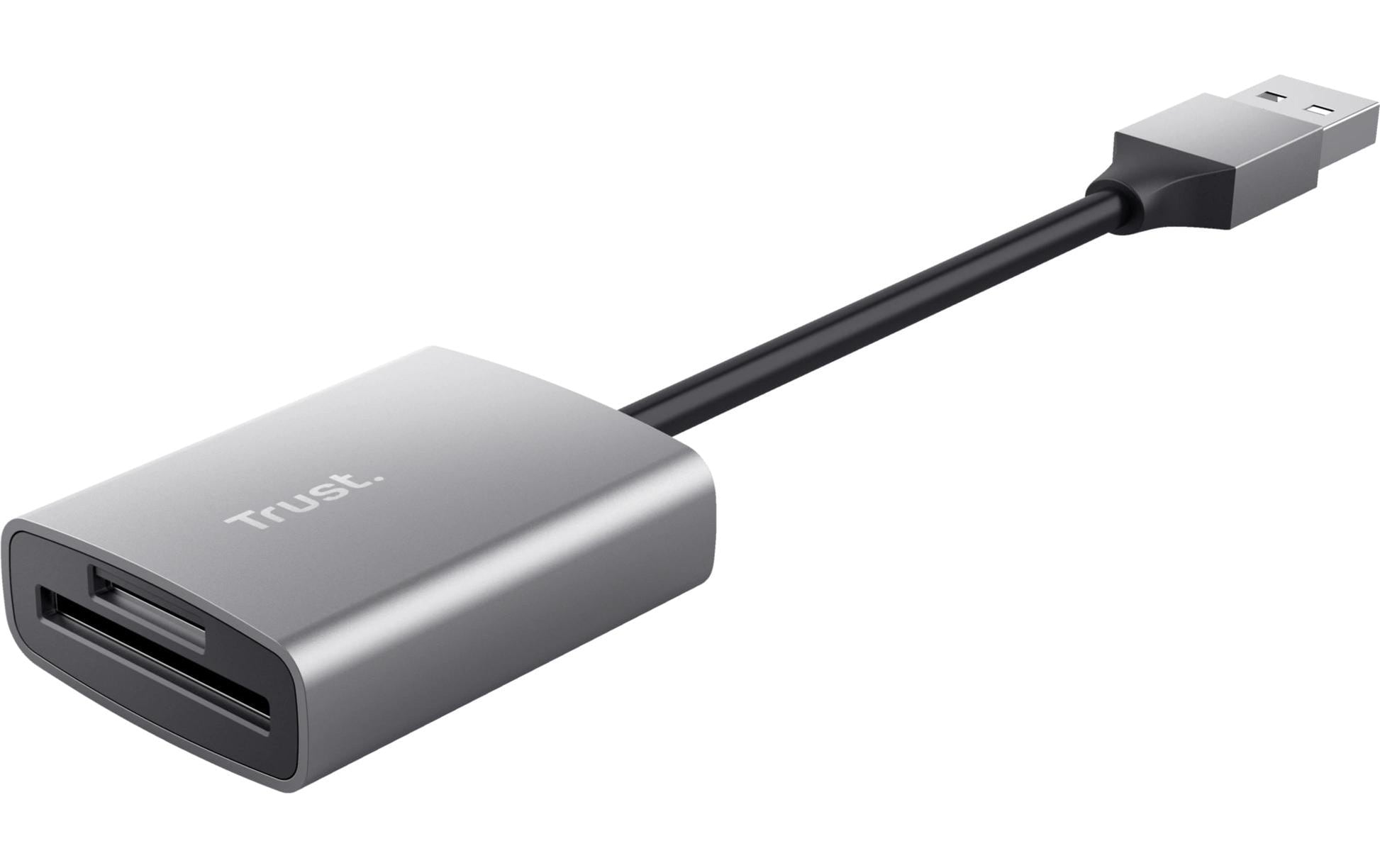 Trust Kartenleser – SD/microSD (SDHC/SDXC), 140 Mbit/s, USB-A, 0,08 m, USB 3.2 Gen 1 (5 Gbit/s) – Aluminium