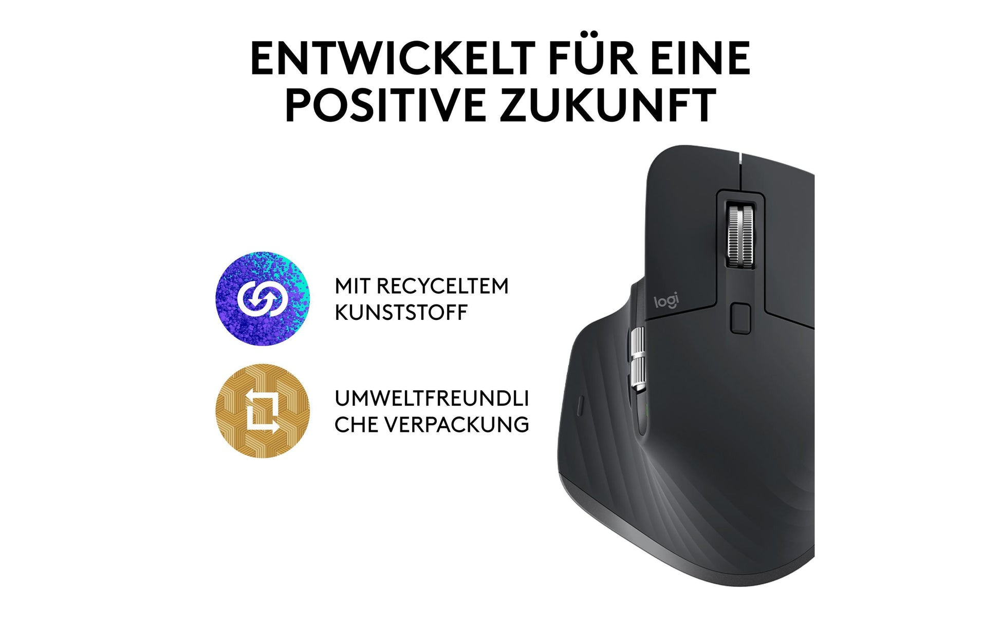 Logitech MX Master 3S Ergonomische Maus – kabellos, 7 Tasten, Easy-Switch, Batterieladeanzeige, Grau