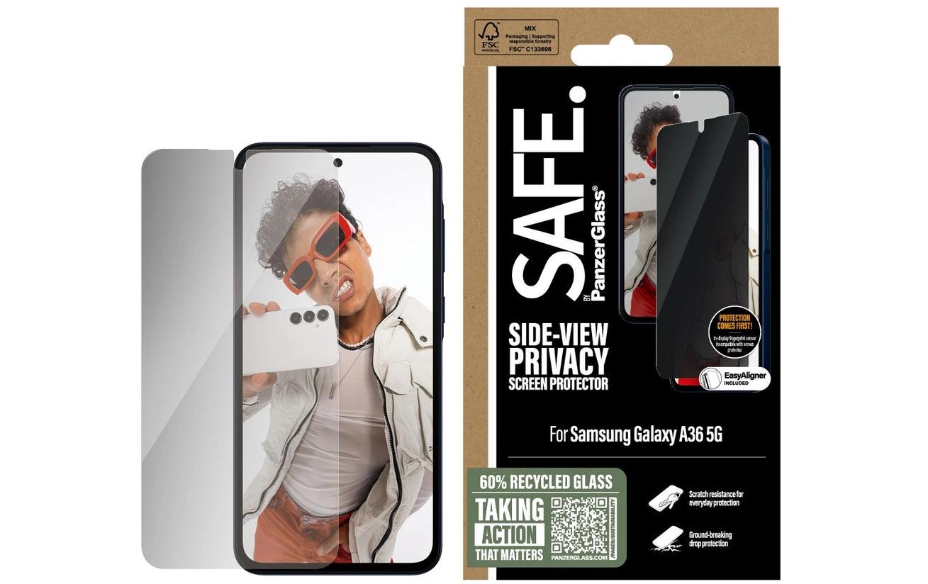 PanzerGlass SAFE. – Privacy-Filter (Panzerglas), Ultra-Wide Fit – für Galaxy A36 5G – mit Applikator