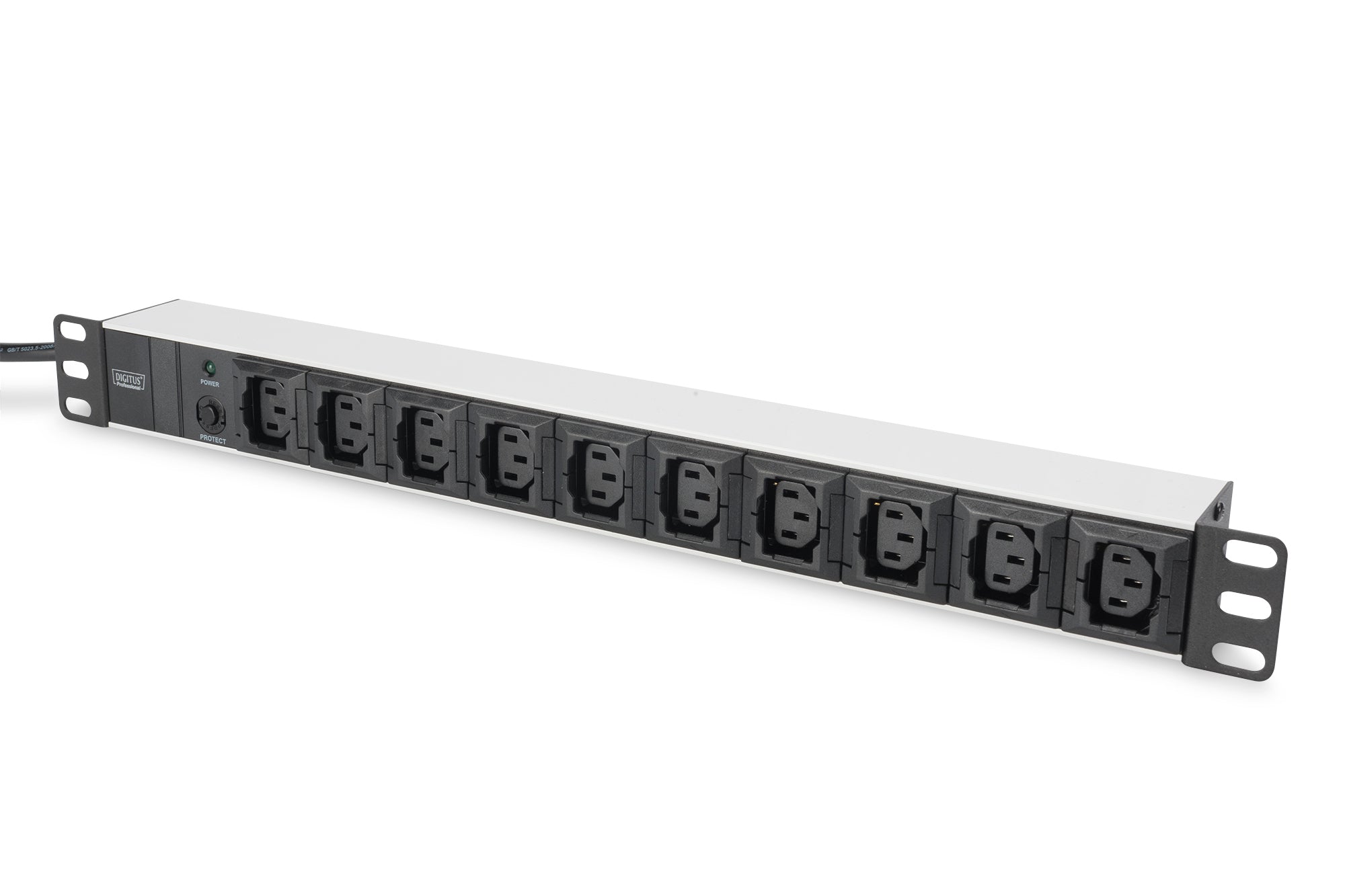 Digitus Steckdosenleiste – 10 × IEC C13, Schalter, 2 m, Stecker IEC C14, 10 A / 2500 W, Schwarz