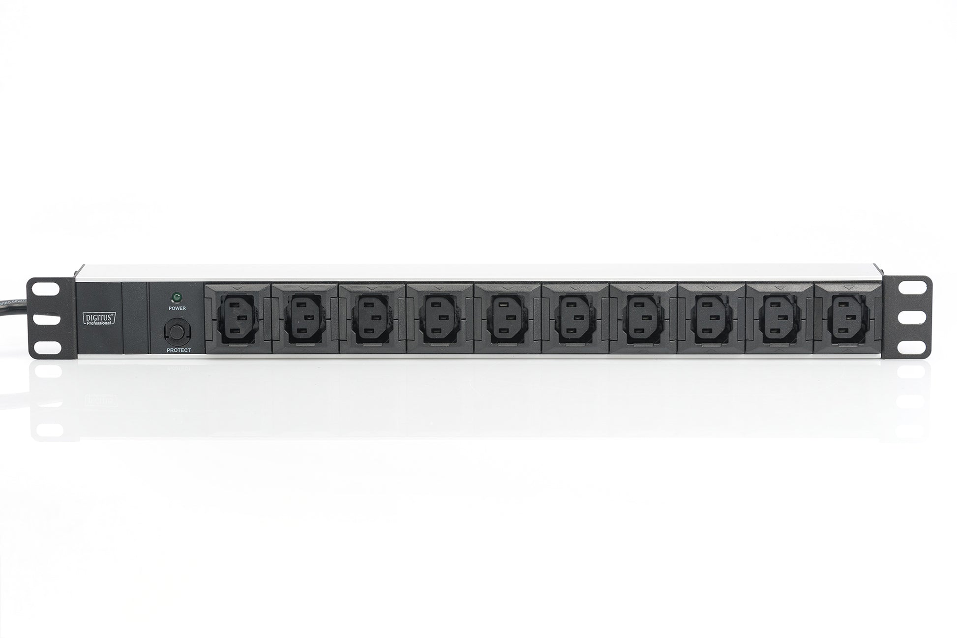 Digitus Steckdosenleiste – 10 × IEC C13, Schalter, 2 m, Stecker IEC C14, 10 A / 2500 W, Schwarz
