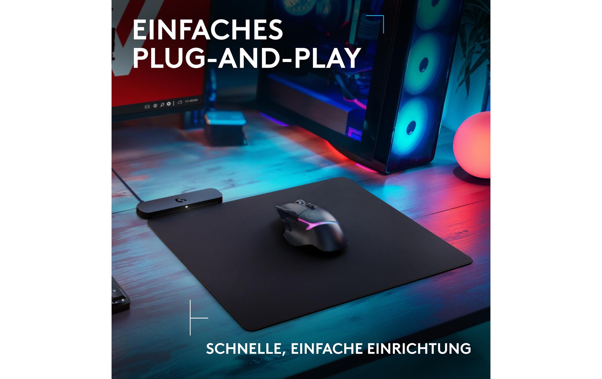 Logitech G Powerplay 2 Gaming-Mauspad Kabelloses Ladegerät – für kompatible Logitech G-Mäuse – schwarz