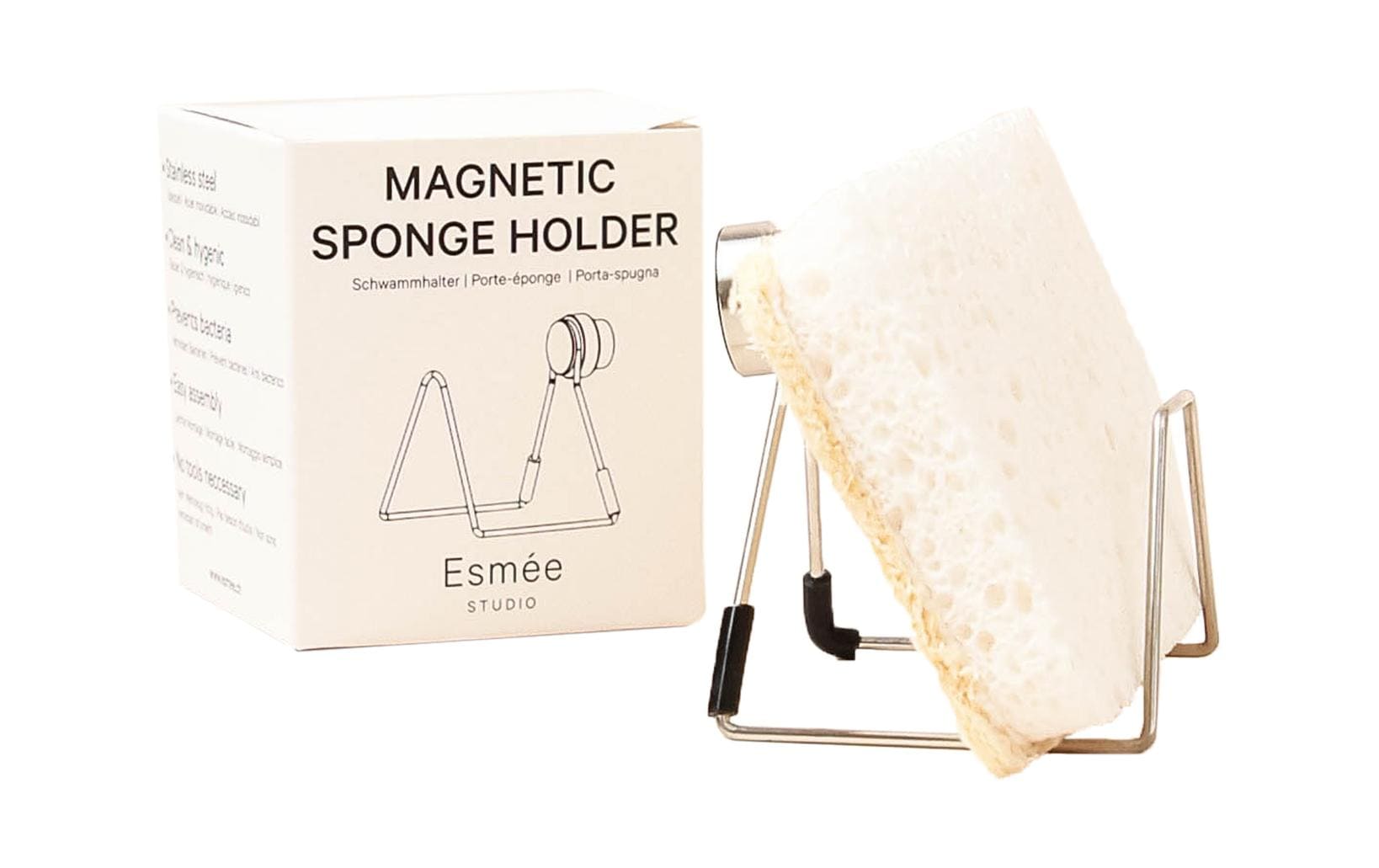 Esmée Schwammhalter, magnetisch, Edelstahl, Silber