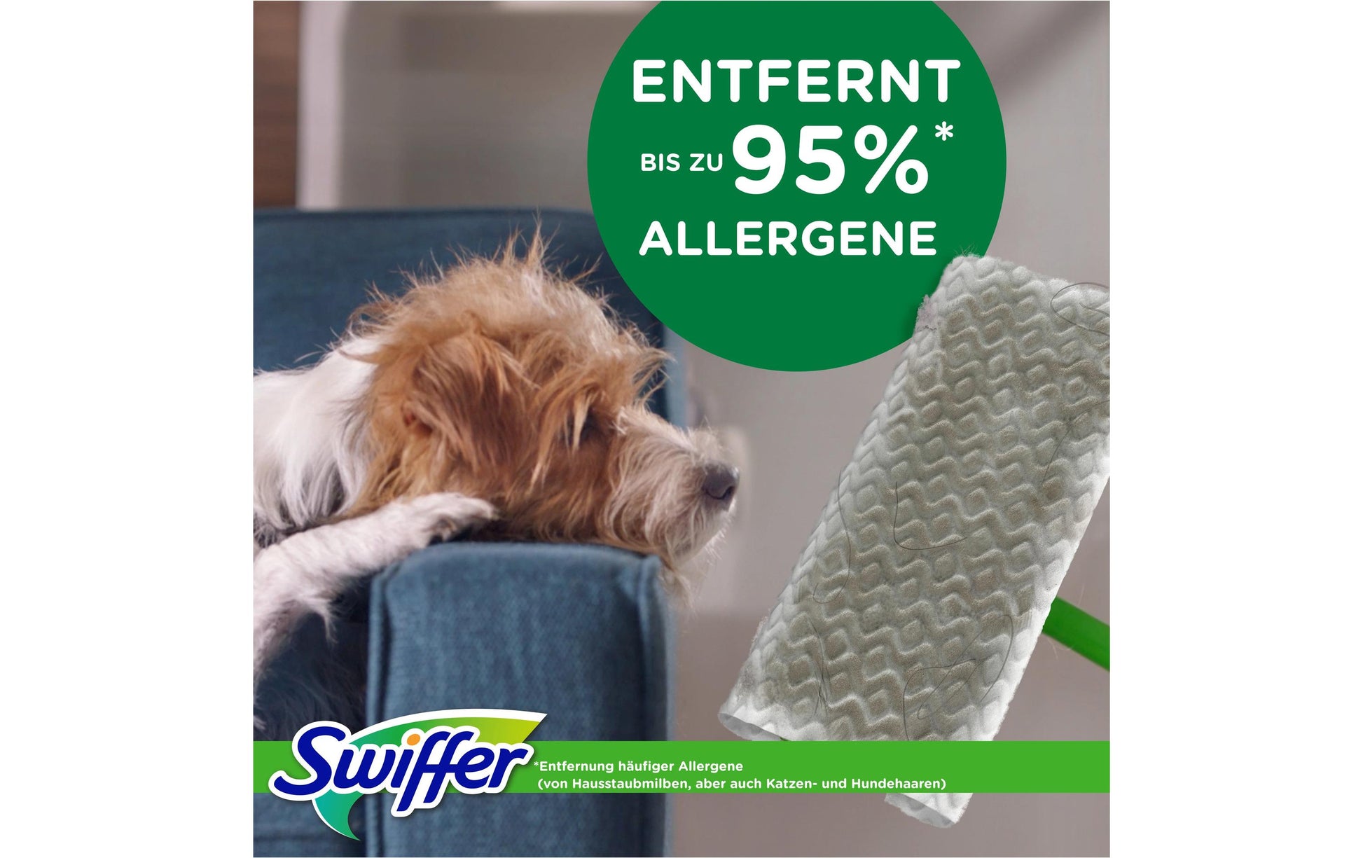 Swiffer Flachwischer Starterset – grün – Kunststoff, Bodenstab + 8 Trockentücher + 3 Feuchtwischtücher