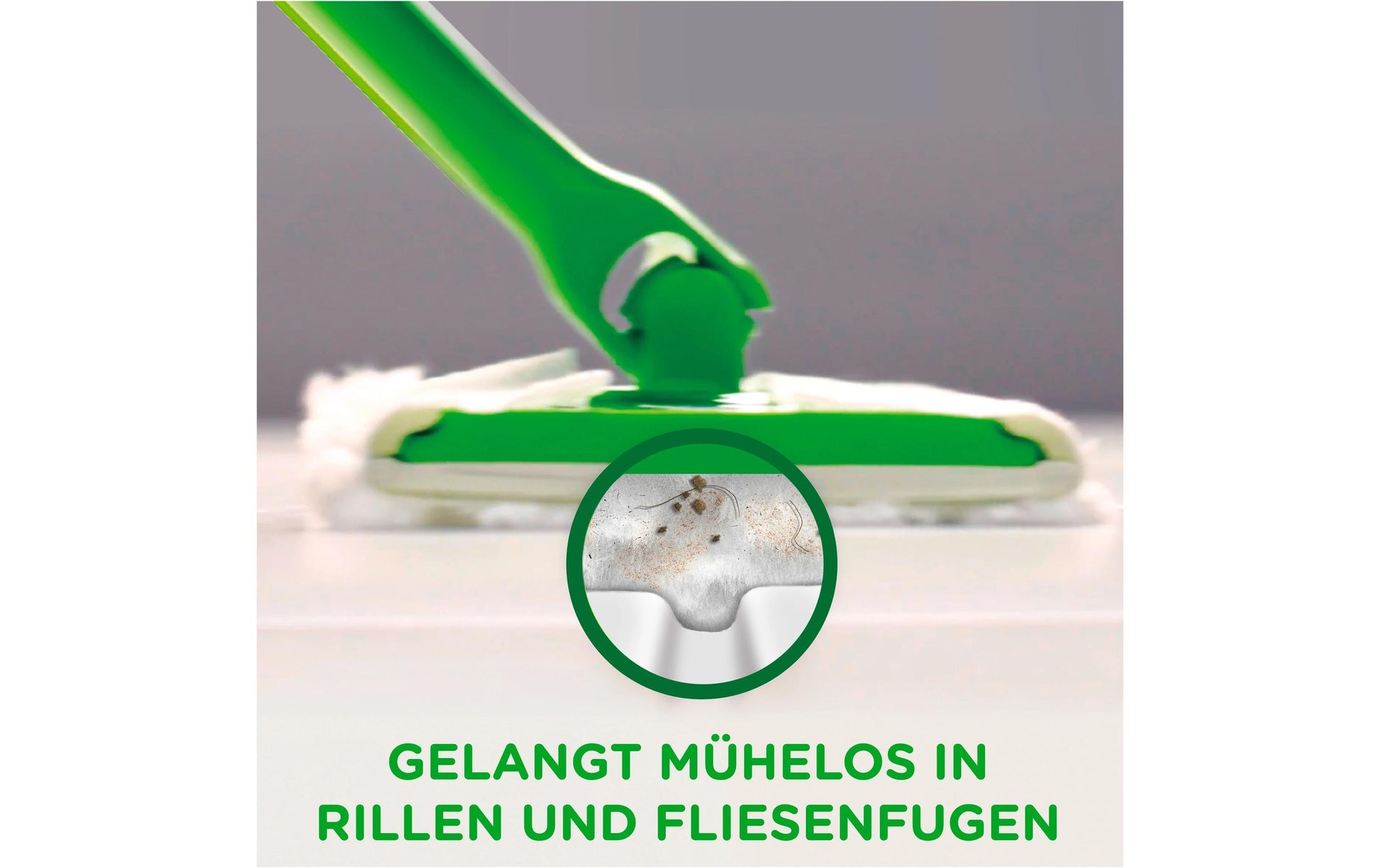 Swiffer Flachwischer Starterset 3D – Mikrofaser – Grün – Bodenstab, 4 Trockentücher, 2 Nasswischtücher