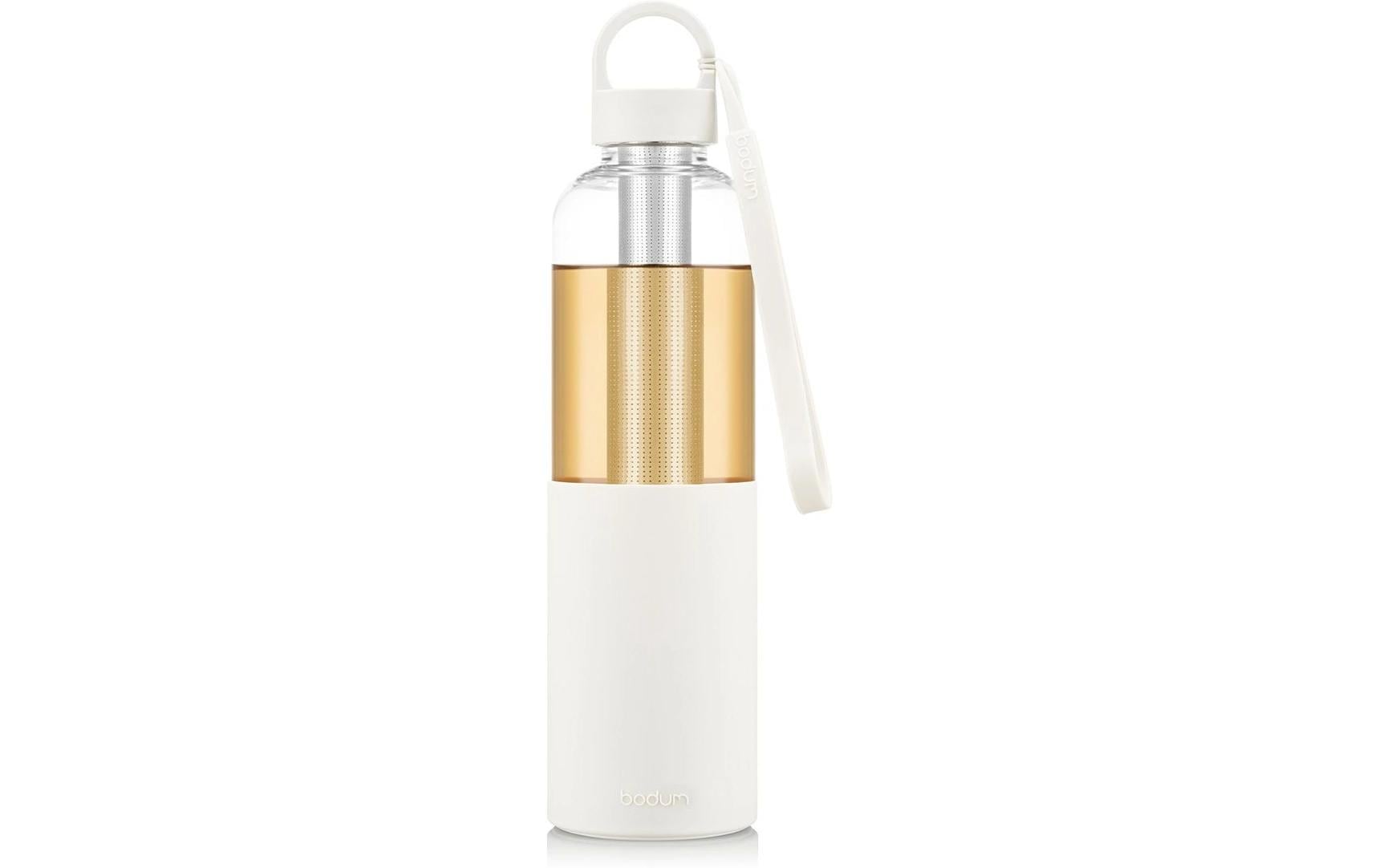 Bodum Melior Trinkflasche 1,2 l – mit Edelstahlsieb, Kunststoff, Weiss