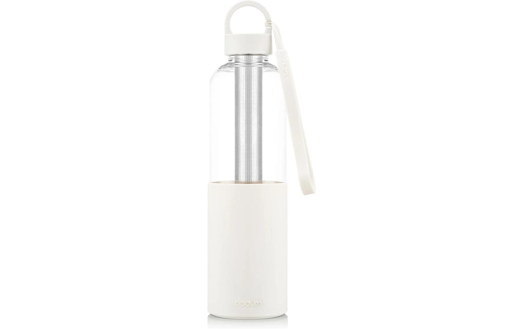 Bodum Melior Trinkflasche 1,2 l – mit Edelstahlsieb, Kunststoff, Weiss